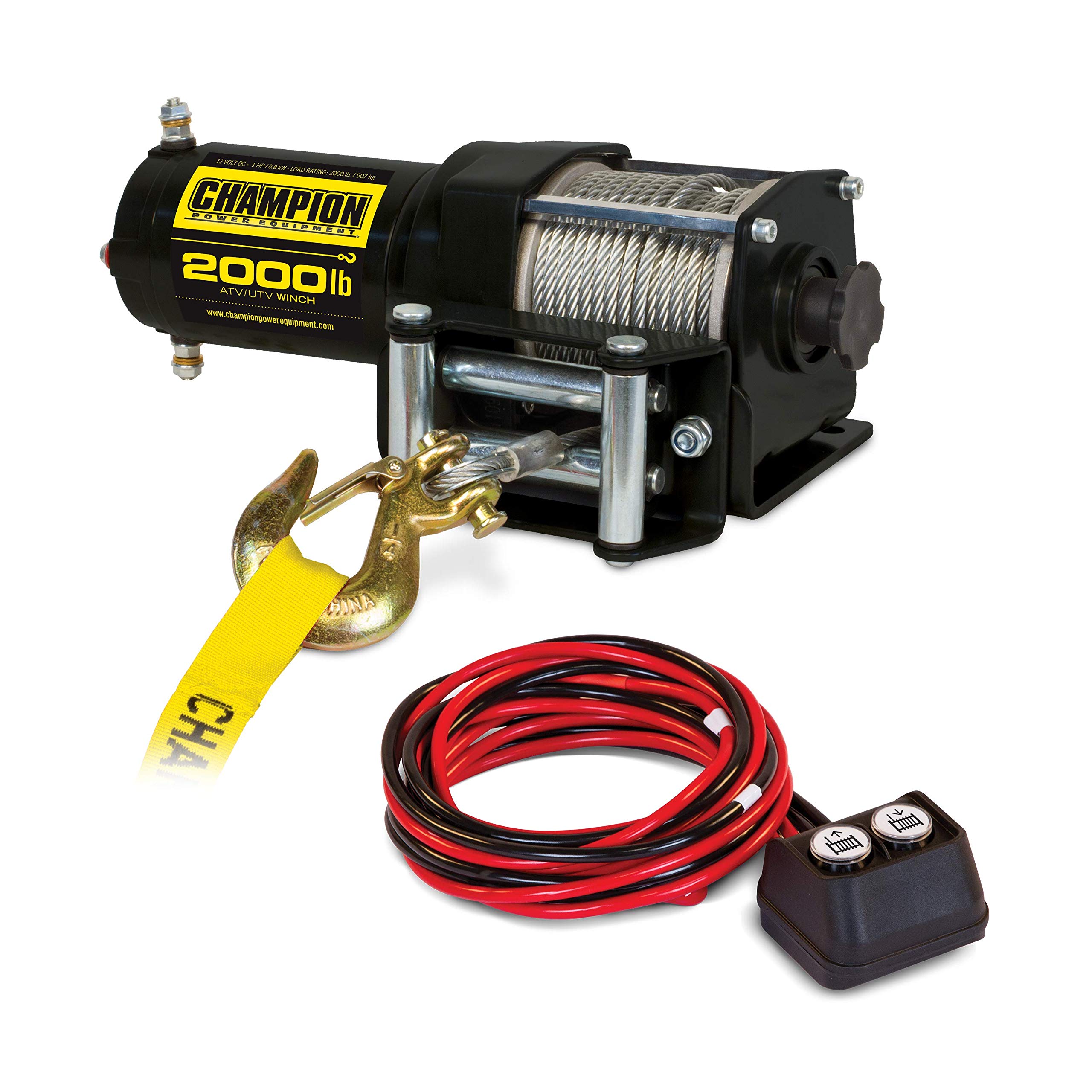 Champion Power Equipment 2000-lb ATV/UTV Winch Kit - Heavy Duty Off-Road Recovery Winch for ATV, UTV, Jeep & Truck - Perfect for Mud, Snow & Trail Adventures