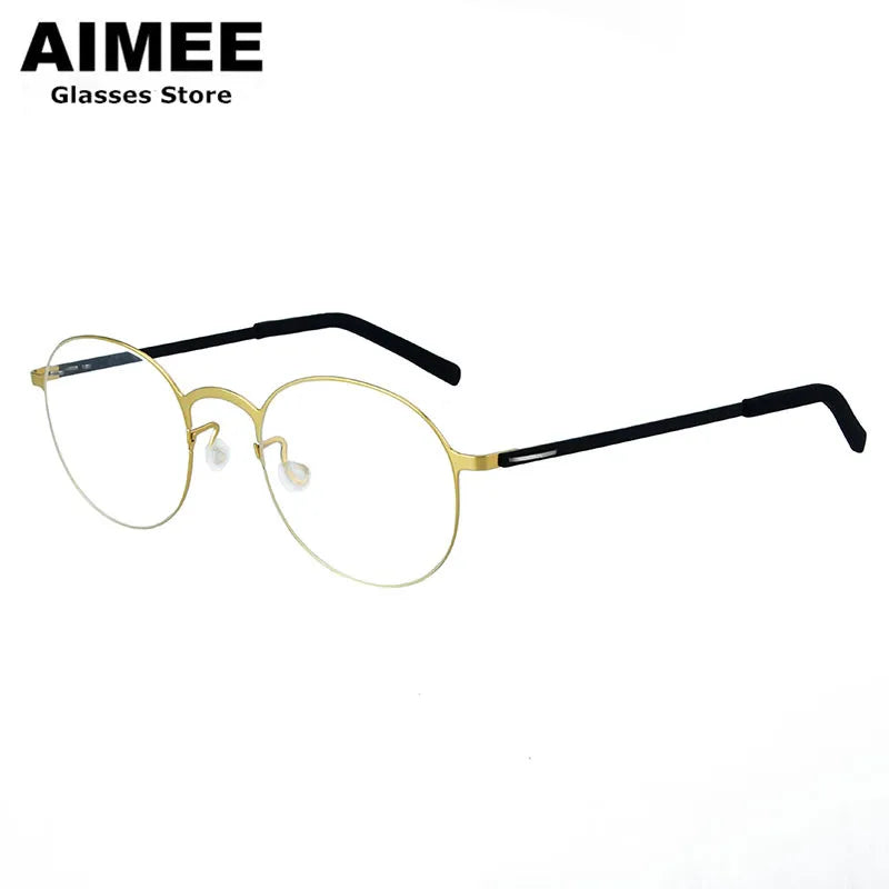 Aimee Women's Full Rim Round Screwless Titanium Eyeglasses - Lightweight & Durable Frame for Work, Reading & Everyday Use (Model 198808)