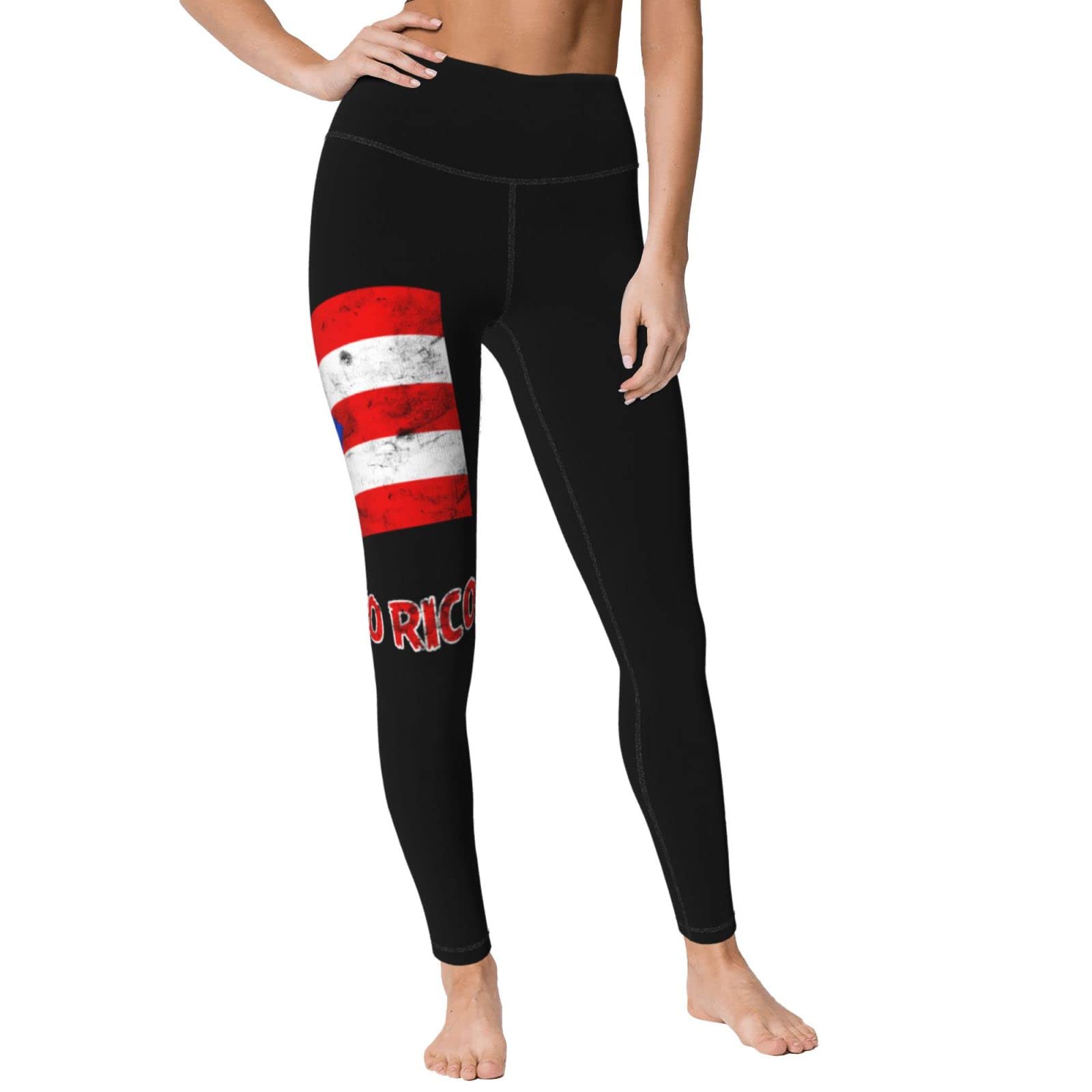 **Puerto Rico Flag Women's High Waist Yoga Pants – Capri Leggings, Skinny Workout Tights for Running, Gym & Lounge**