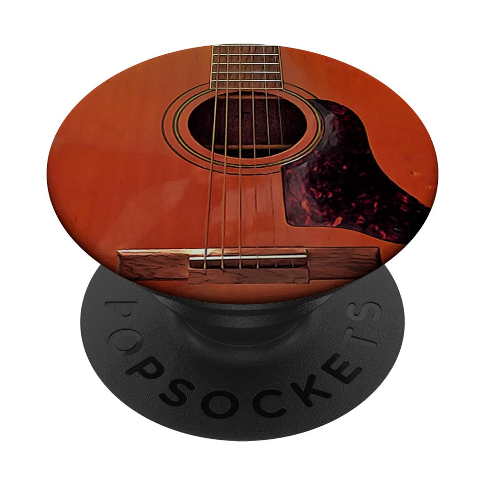Premium Acoustic Guitar PopSockets PopGrip with Comfortable Fret Neck Design - Perfect Gift for Musicians & Guitar Lovers - Great for Phone, Tablet & Instrument Cases