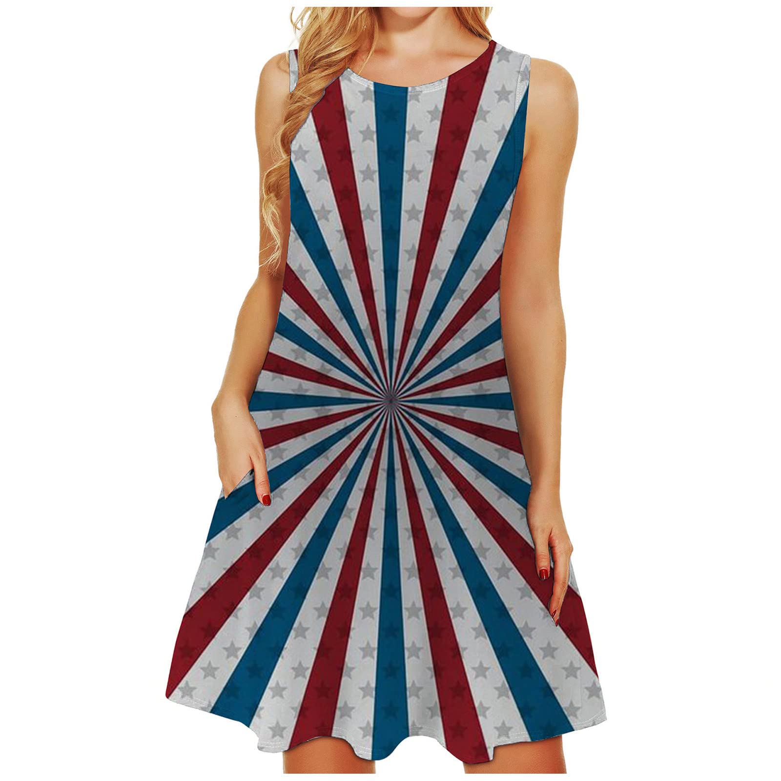 Women's Summer Dresses 2022 - Sleeveless Sexy Casual Printed Long Dress with Pockets, Short Sleeve High-Low Ruffle Bridesmaid & Evening Party Dress | Perfect for Beach Vacations, Weddings & Night Out