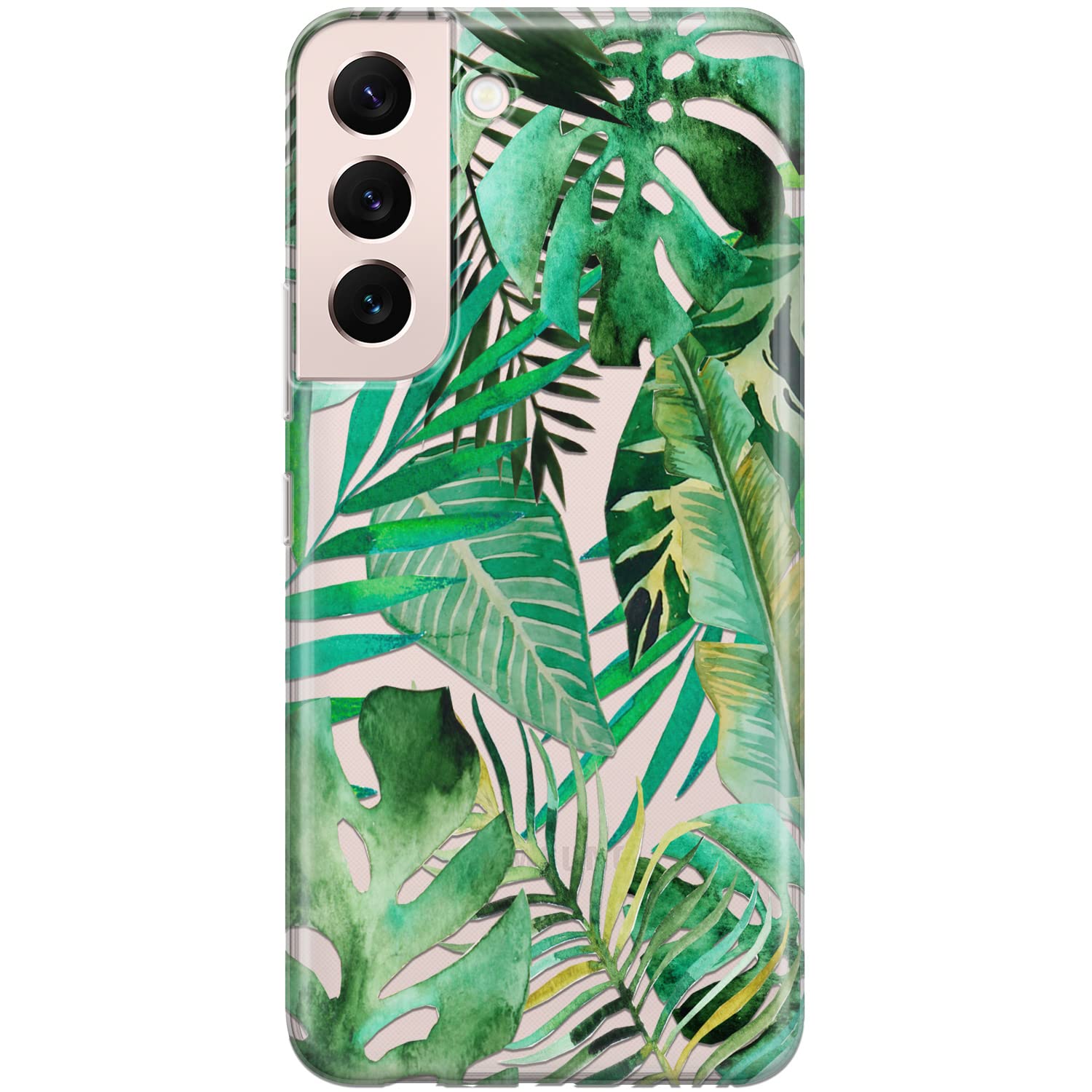 Premium Clear TPU Phone Case for Samsung Galaxy S24/S23 Ultra/S22+/S21 FE 5G/S20/Note 20/10 - Lightweight Protective Cover with Tropical Monstera Leaf Watercolor Design - Perfect for Everyday Use, Travel & Outdoor Activities