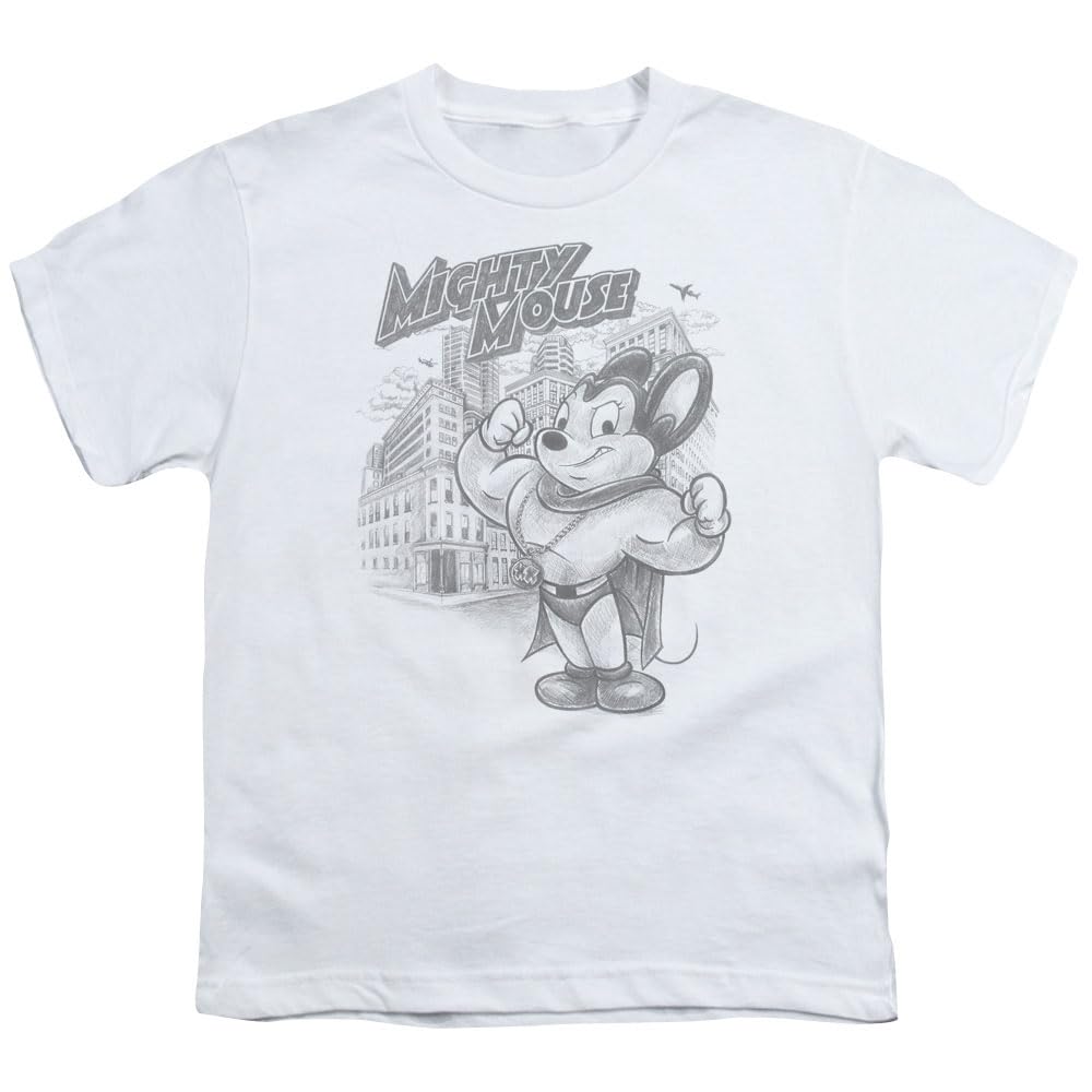 Mighty Mouse Protect and Serve Unisex Youth T-Shirt for Boys & Girls - Fun Cartoon Graphic Tee for Kids, School, Playdates & Everyday Wear