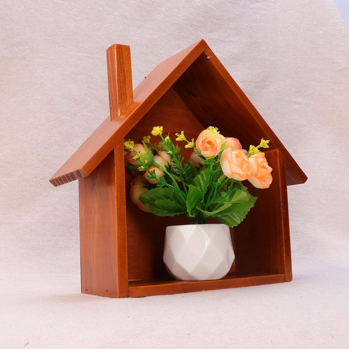 Cabilock Wooden Wall Shelf - Small House Shaped Floating Shelf for Bedroom, Bathroom & Kitchen Storage | Rustic Mounted Display Rack for Home Decor & Organization