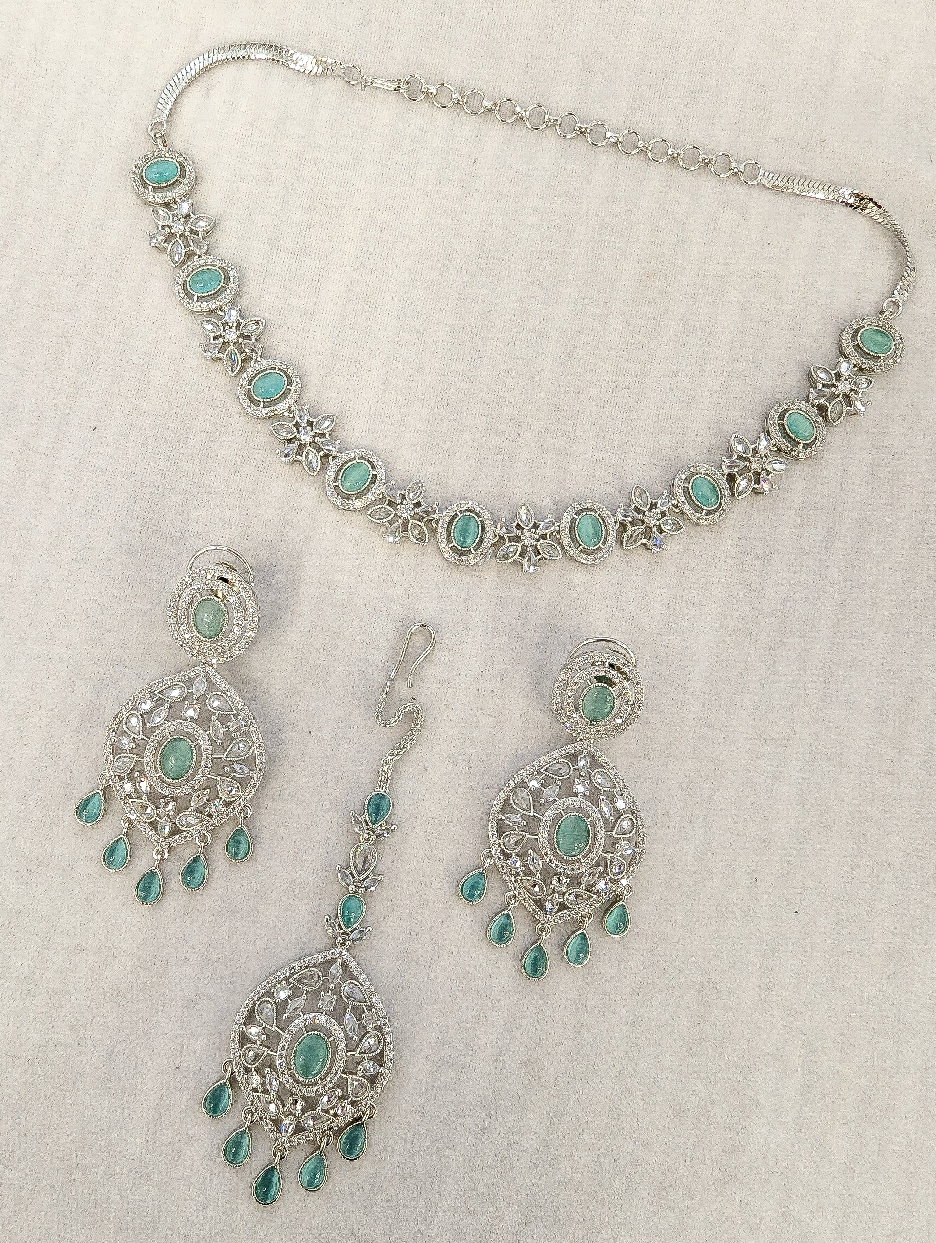 Taara CZ Jewelry Set - Elegant Cubic Zirconia Necklace, Earrings & Bracelet for Women | Perfect for Parties, Weddings & Special Occasions