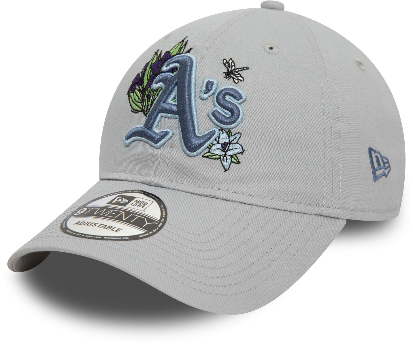 Oakland Athletics New Era 9Twenty MLB Floral Grey Adjustable Baseball Cap - Official Licensed Hat for Baseball Fans, Streetwear Fashion & Outdoor Activities