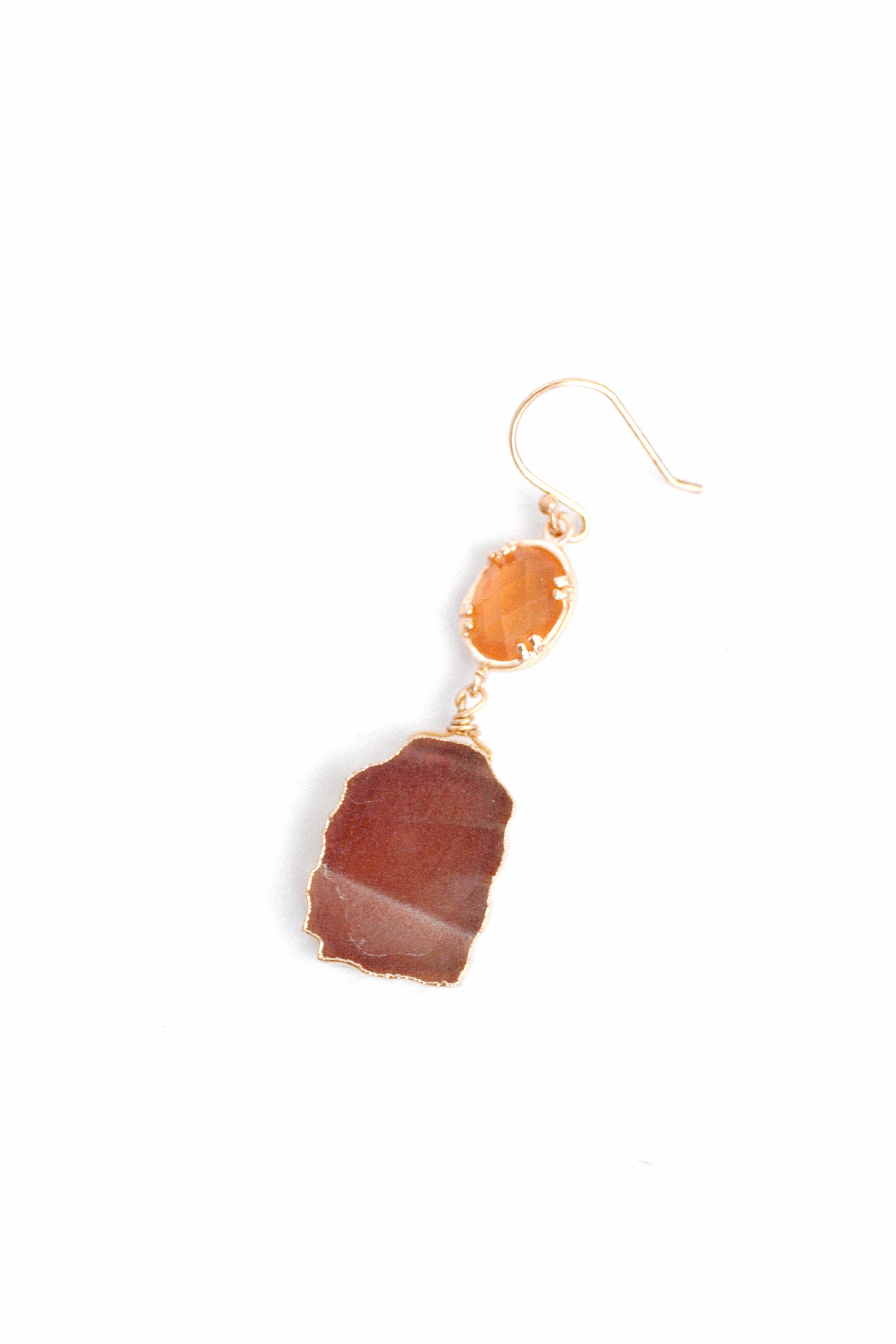 Moonstone Sliced Double Drop Earrings – Elegant Dangle Jewelry for Women, Perfect for Parties, Weddings & Special Occasions