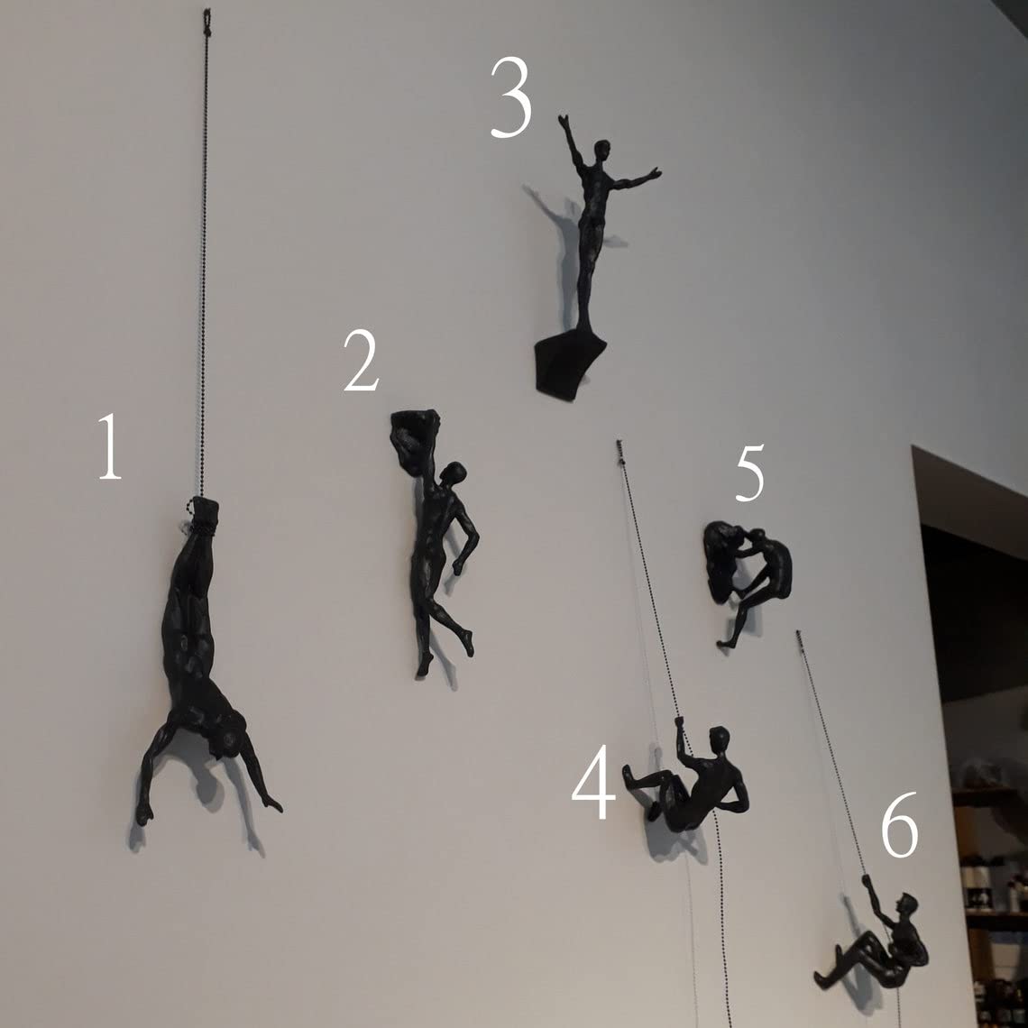 DEKADRON Large x6 Climbing Man Wall Sculpture - Set of 3 (4-5-6 Inch) 3D Wall Art Decor for Living Room, Bedroom & Office - Boho Adventure Themed Home Decor