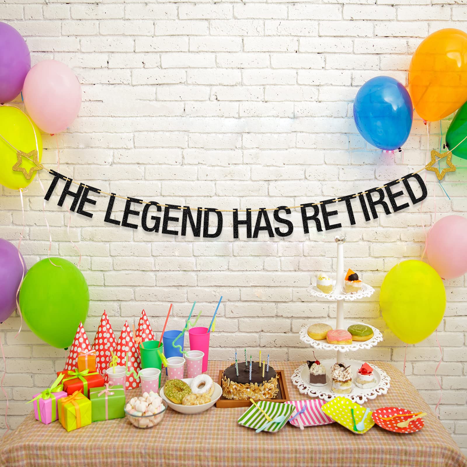 Happy Retirement Party Banner - 11.7ft Glitter The Legend Has Retired Decoration for Welcome Back Celebrations, Time to Relax Theme - Perfect for Retirement Parties, Office Farewells & Milestone Celebrations