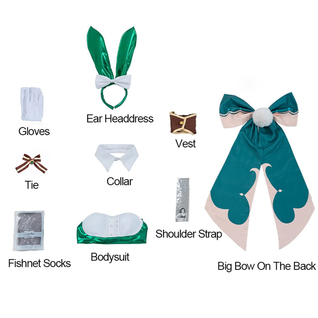 BIUTEY Nilou Bunny Girl Senpai Cosplay Costume - Anime One Piece Bodysuit with Stockings Set for Halloween, Cosplay Events & Anime Conventions