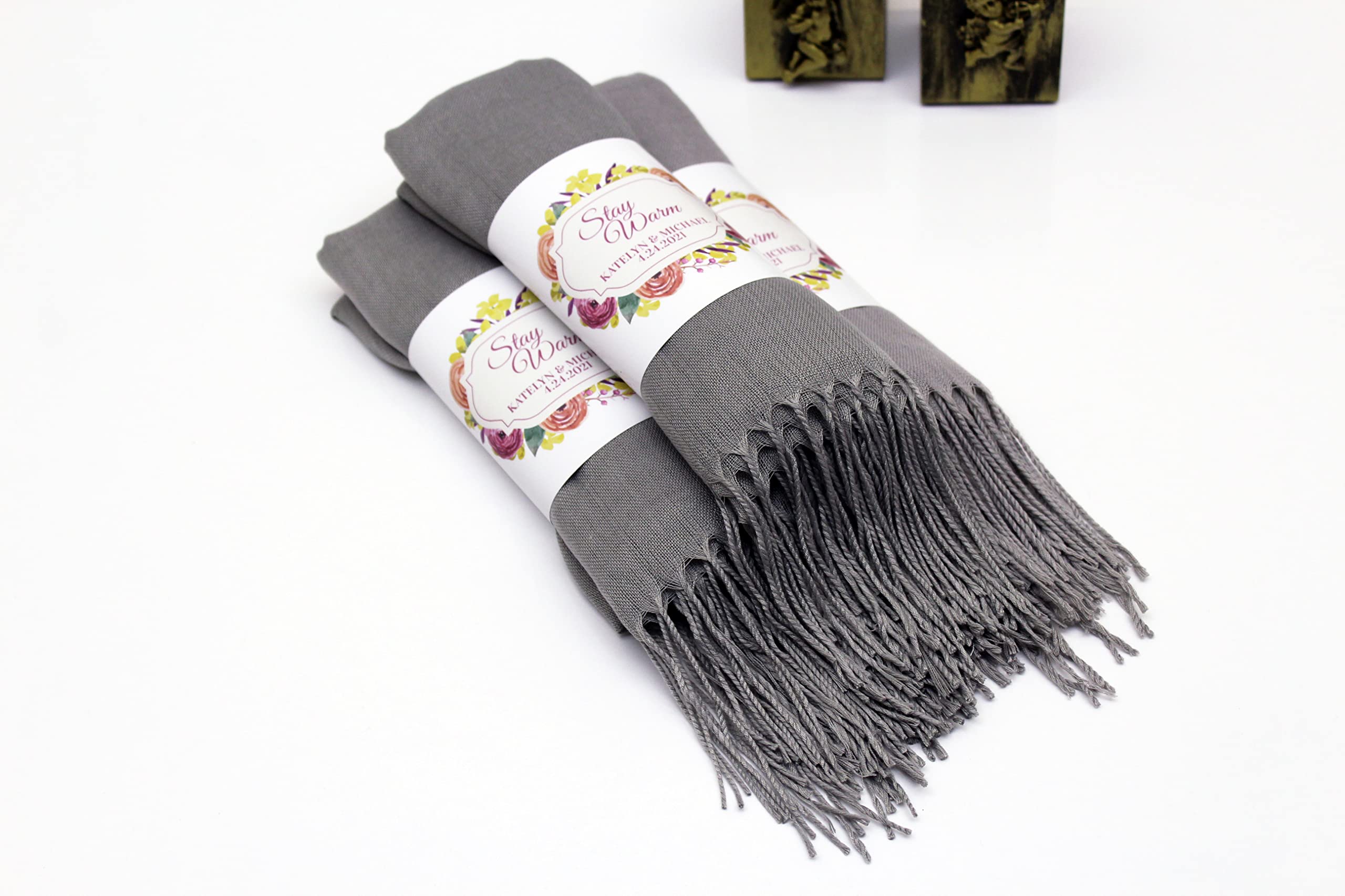 25 Pcs Soft Pashmina Shawl for Women - Personalized Luxury Scarf for Evening Dresses, Weddings & Bridesmaid Gifts (Gray) | Perfect for Wedding Favors, Guest Gifts & Special Occasions