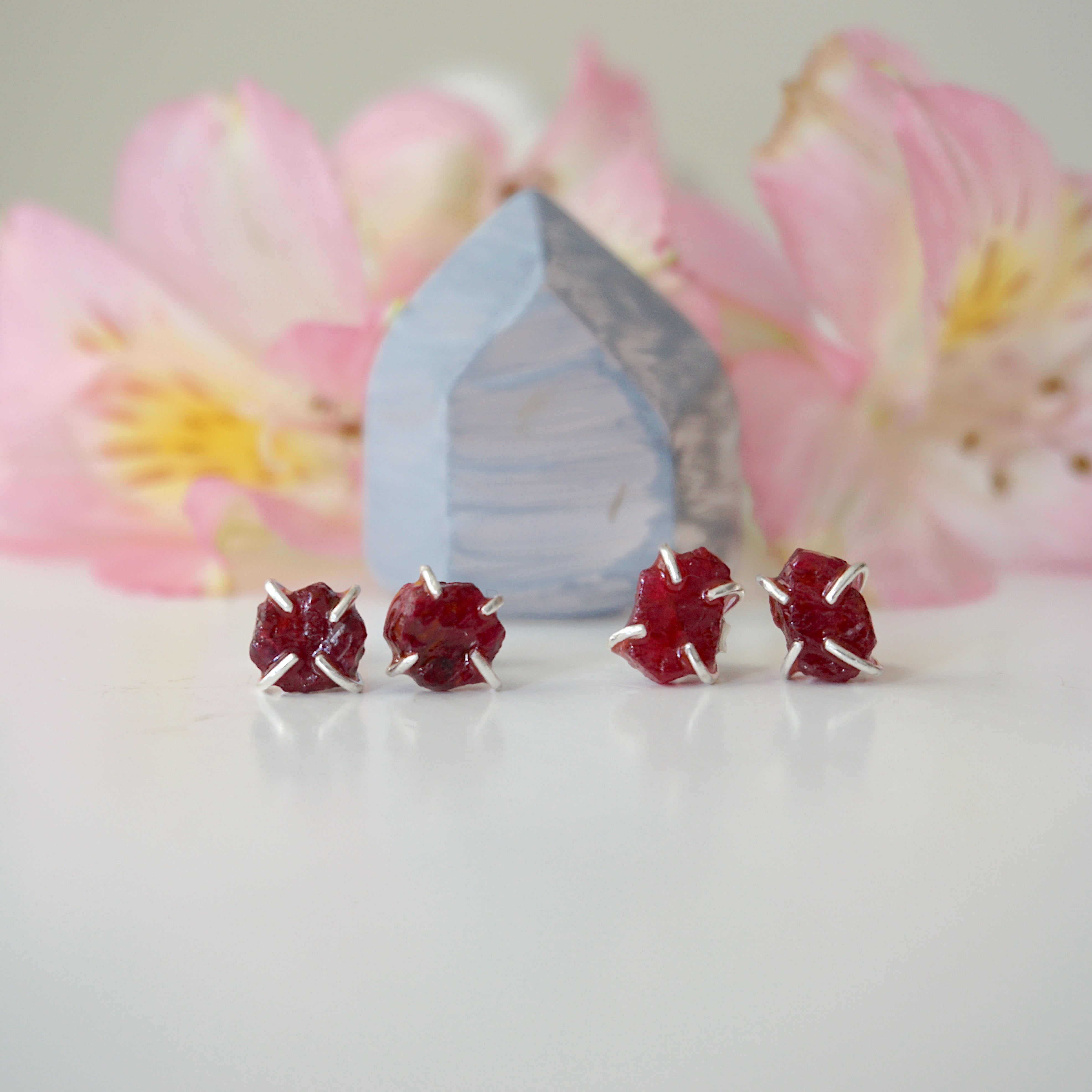 Pink Ruby Huggie Stud Earrings - Sterling Silver Jewelry for Women | Perfect for Everyday Wear, Date Nights & Special Occasions