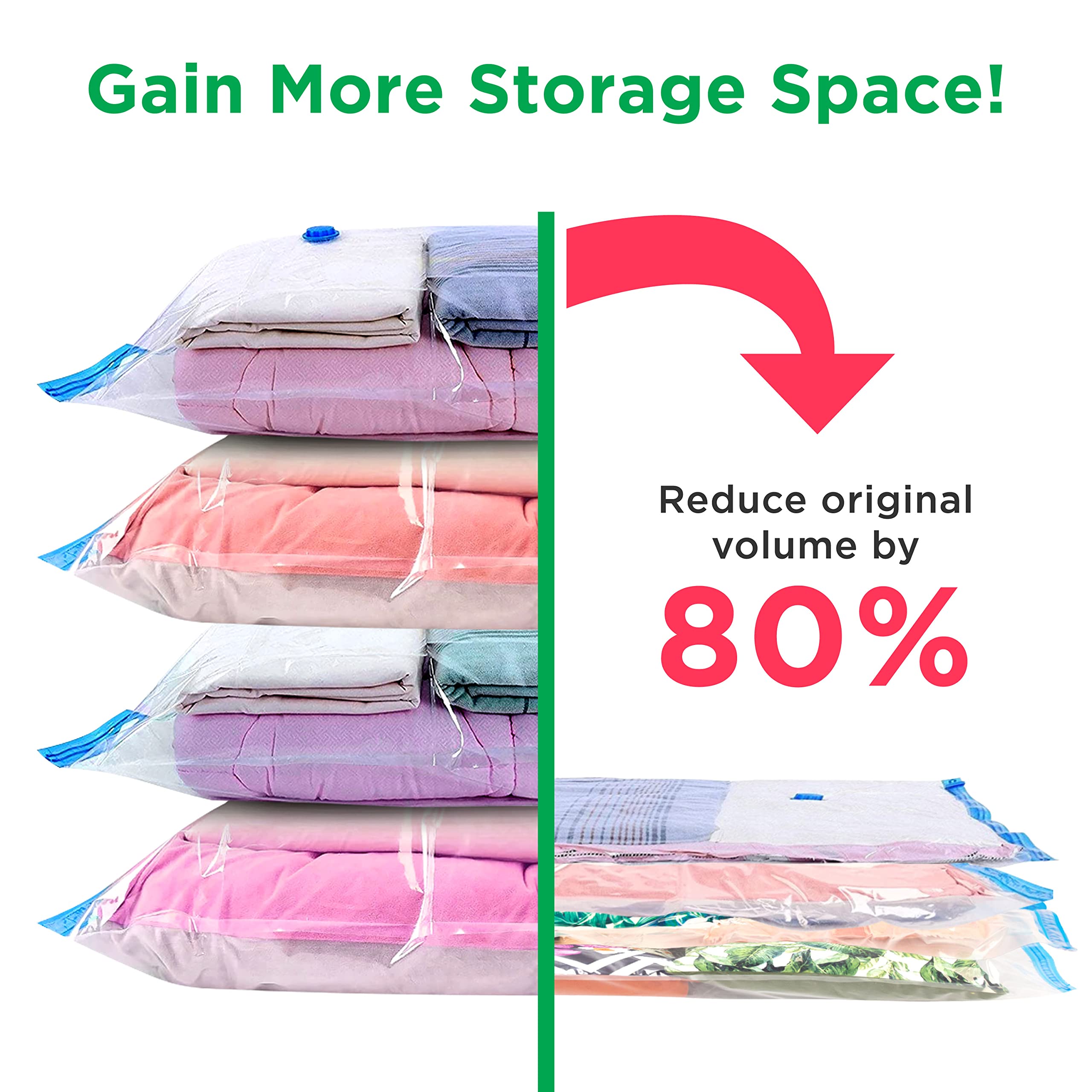 Vacuum Storage Bags 20 Pack (5 Jumbo + 5 Large + 5 Medium + 5 Small) with Hand Pump - Reusable Space Saver for Clothes, Bedding, Blankets, Pillows | Perfect for Travel, Moving, Seasonal Storage & Home Organization