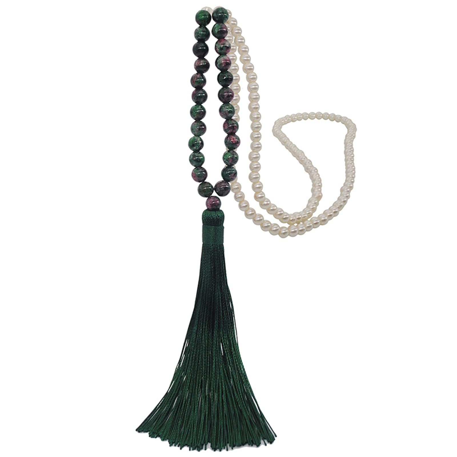 Long Strand Beads Necklace - Yoga & Meditation Mala Beads with Hand-Knotted Tassel Pendant | Spiritual Jewelry for Mindfulness Practice, Chakra Balancing & Boho Fashion