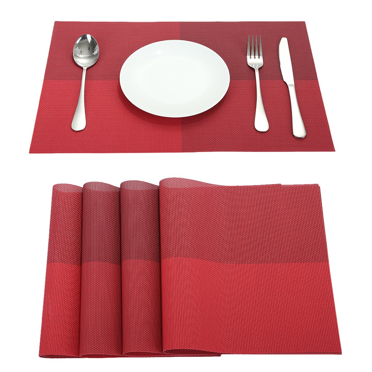 MookaiteDecor Set of 4 Heat Resistant Placemats & Coasters - Stain Proof Washable PVC Table Mats for Kitchen Dining Room Decor - Perfect for Holiday Dinners & Everyday Use