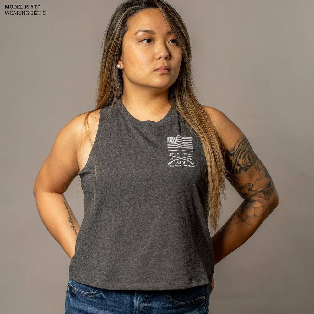 I Survive Racerback Cropped Tank Top for Women - Dark Heather Gray | Workout, Yoga & Gym Essential