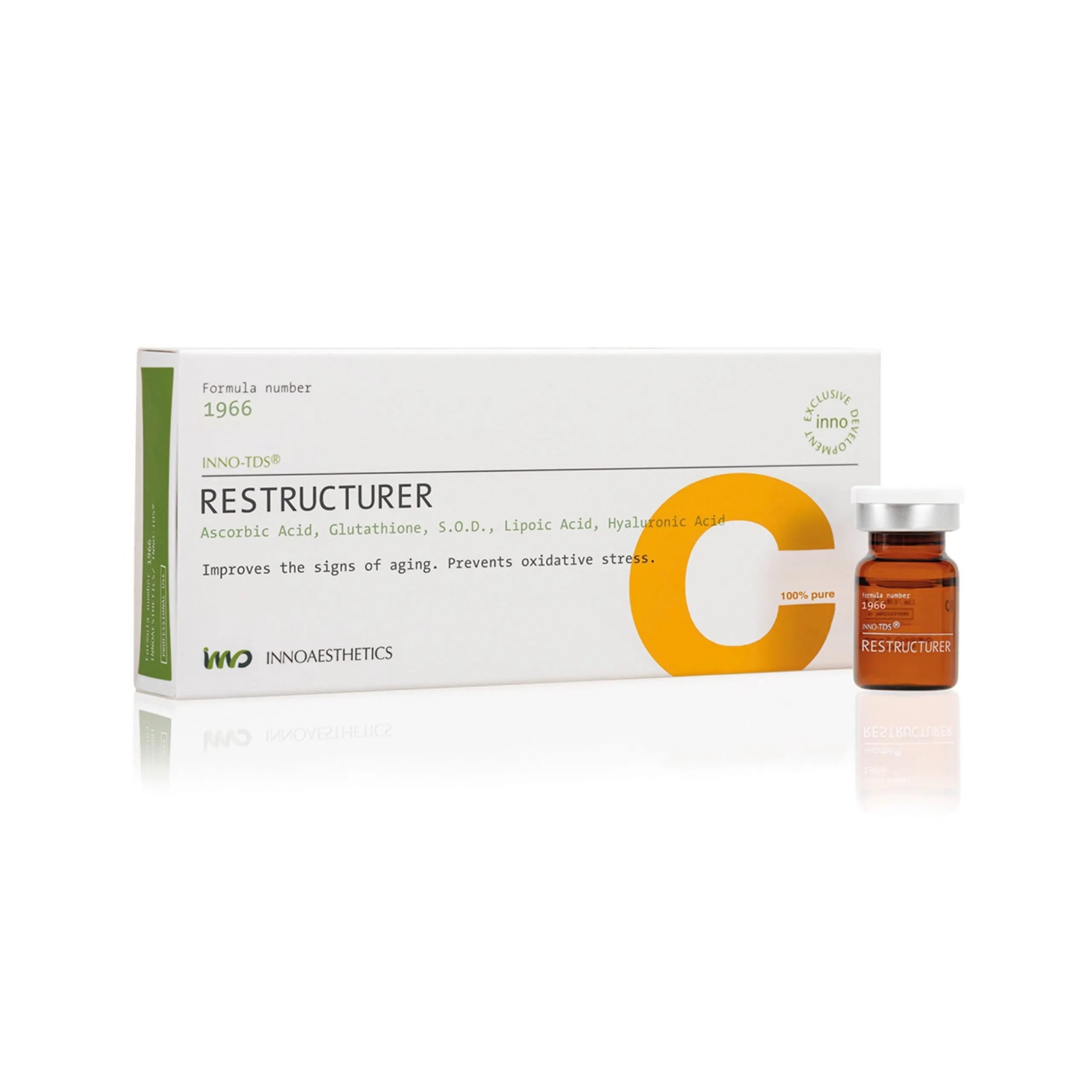 INNOAESTHETICS INNO TDS® Restructurer 1966 (4 Vials x 5ml) - Professional Skin Rejuvenation Treatment for Anti-Aging & Wrinkles - Perfect for Dermatologists & Skincare Clinics