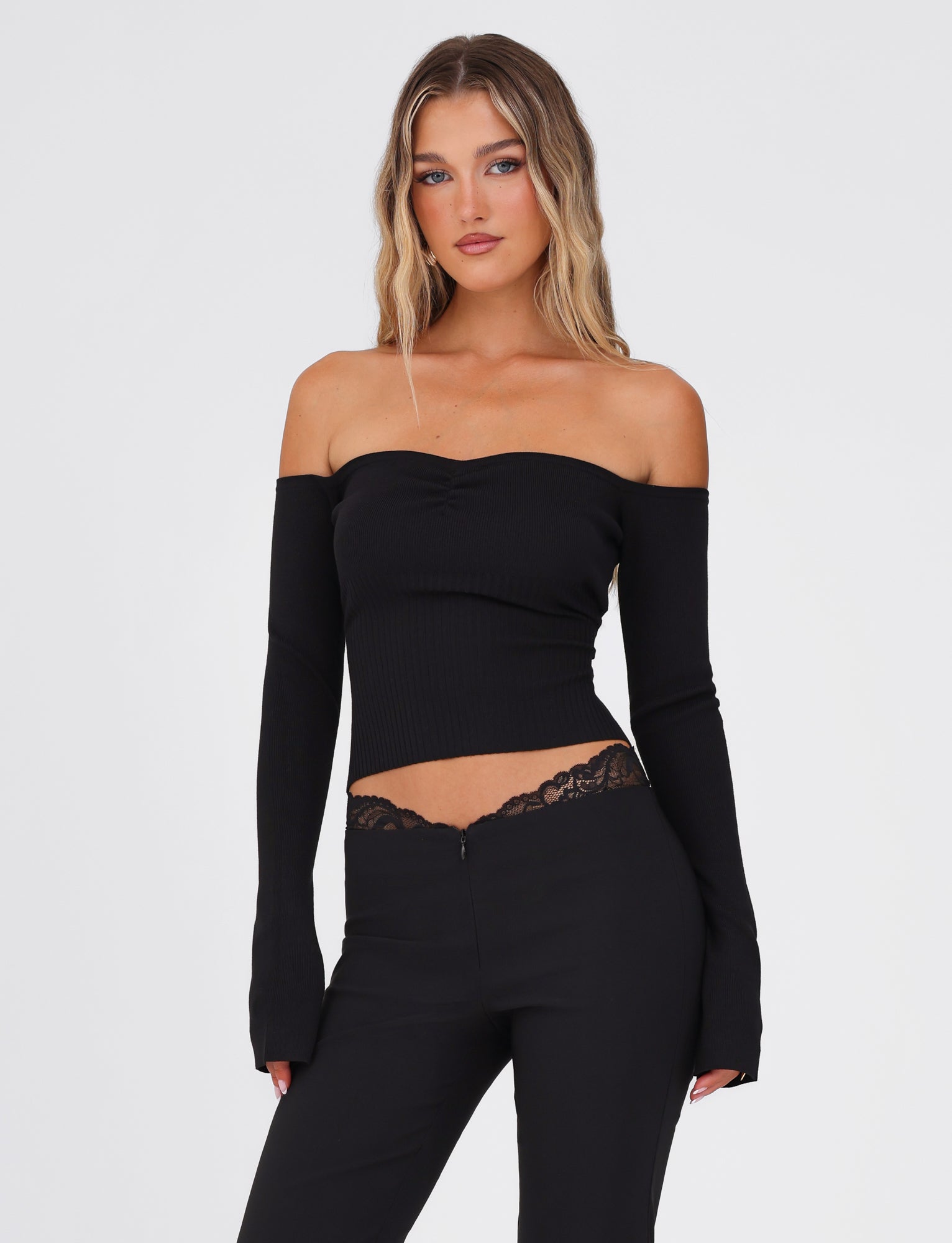 LILYANNA Women's Long Sleeve T-Shirt - Soft Stretch Casual Basic Top (Black) - Perfect for Work, Layering & Everyday Wear