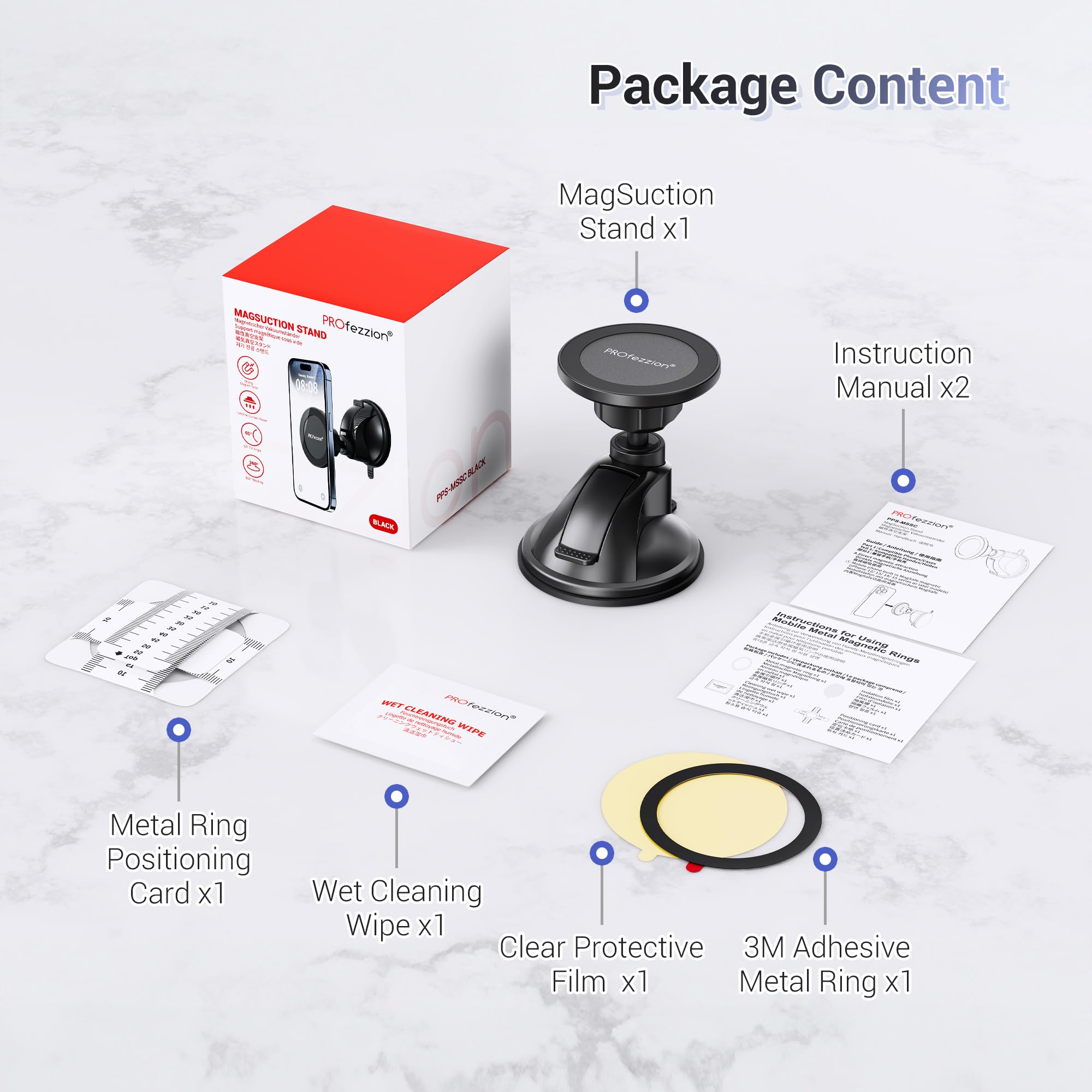 PROfezzion Magnetic Shower Mirror Phone Holder with Strong Suction Cup - Universal Rotating Stand for iPhone 16/15/14/13/12 & All Smartphones - Perfect for Bathroom, Kitchen, Makeup & Video Calls (White)