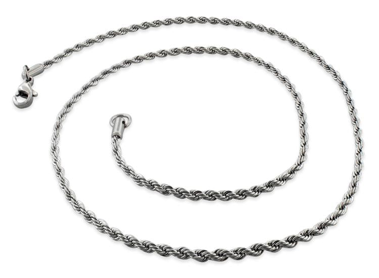 2.5mm Stainless Steel Rope Chain Necklace for Men & Women - Durable Unisex Jewelry Gift for Everyday Wear, Parties & Special Occasions
