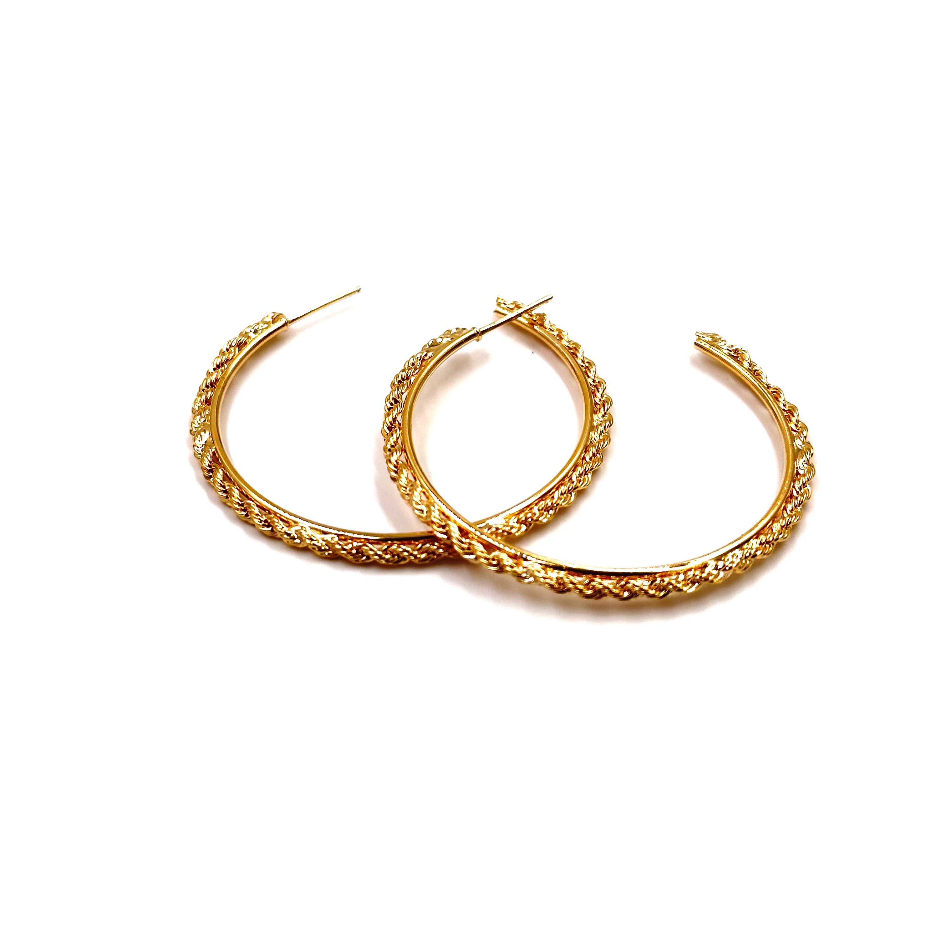 Ashley Gold Stainless Steel Gold Plated Thin Twist Design Hoop Earrings for Women - Elegant Everyday Jewelry for Work, Date Night & Special Occasions