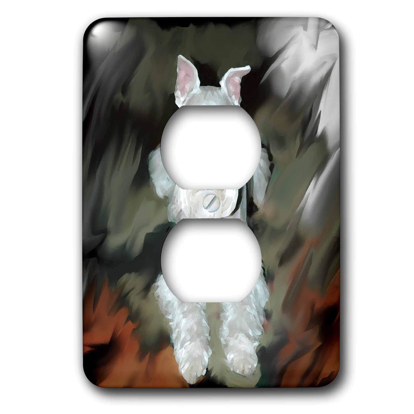 3dRose lsp_4827_6 White Schnauzer 2 Plug Outlet Cover - Decorative Electrical Safety Cover for Home & Office - Perfect for Living Room, Bedroom, or Nursery Decor