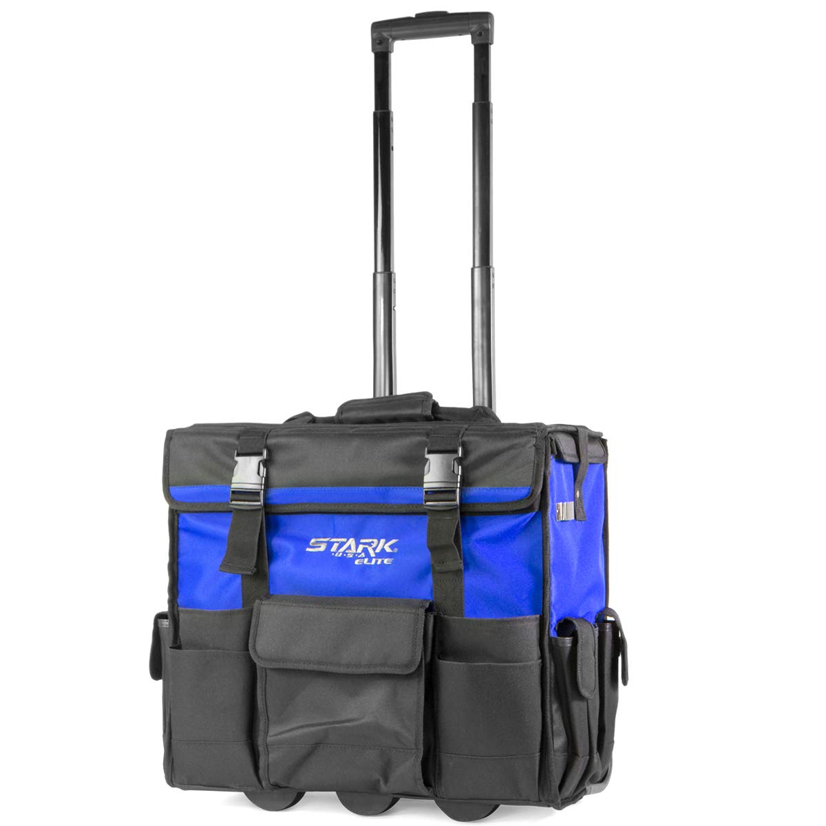 Stark USA 20-inch Heavy Duty Rolling Tool Bag with Telescoping Handle - Large Zippered Storage Organizer for Mechanics, Contractors & DIY Projects | Portable Tool Tote for Workshop, Job Site & Home Garage Use