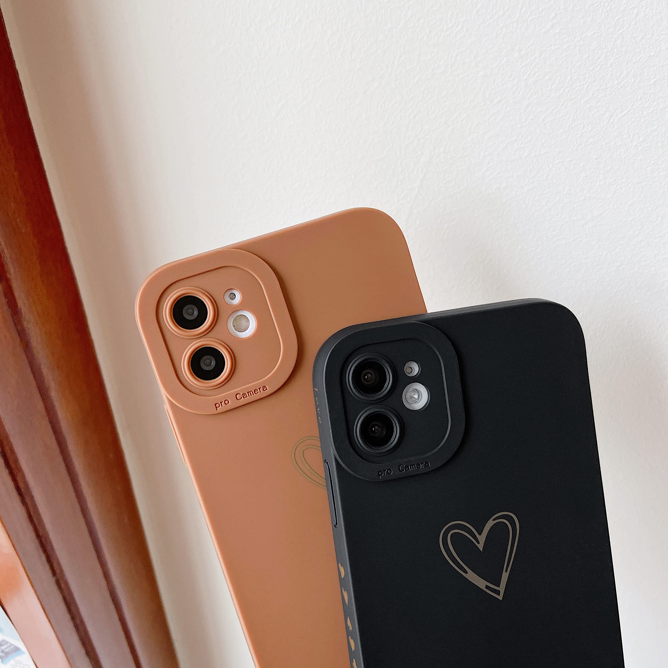 Qokey iPhone 11 Case 6.1 Inch (2019 Model) - Cute Heart Design Shockproof TPU Cover with Camera Protection | Anti-Scratch & Anti-Fingerprint | Perfect Gift for Women & Girls (Black) | Great for Daily Use, Travel & Outdoor Activities