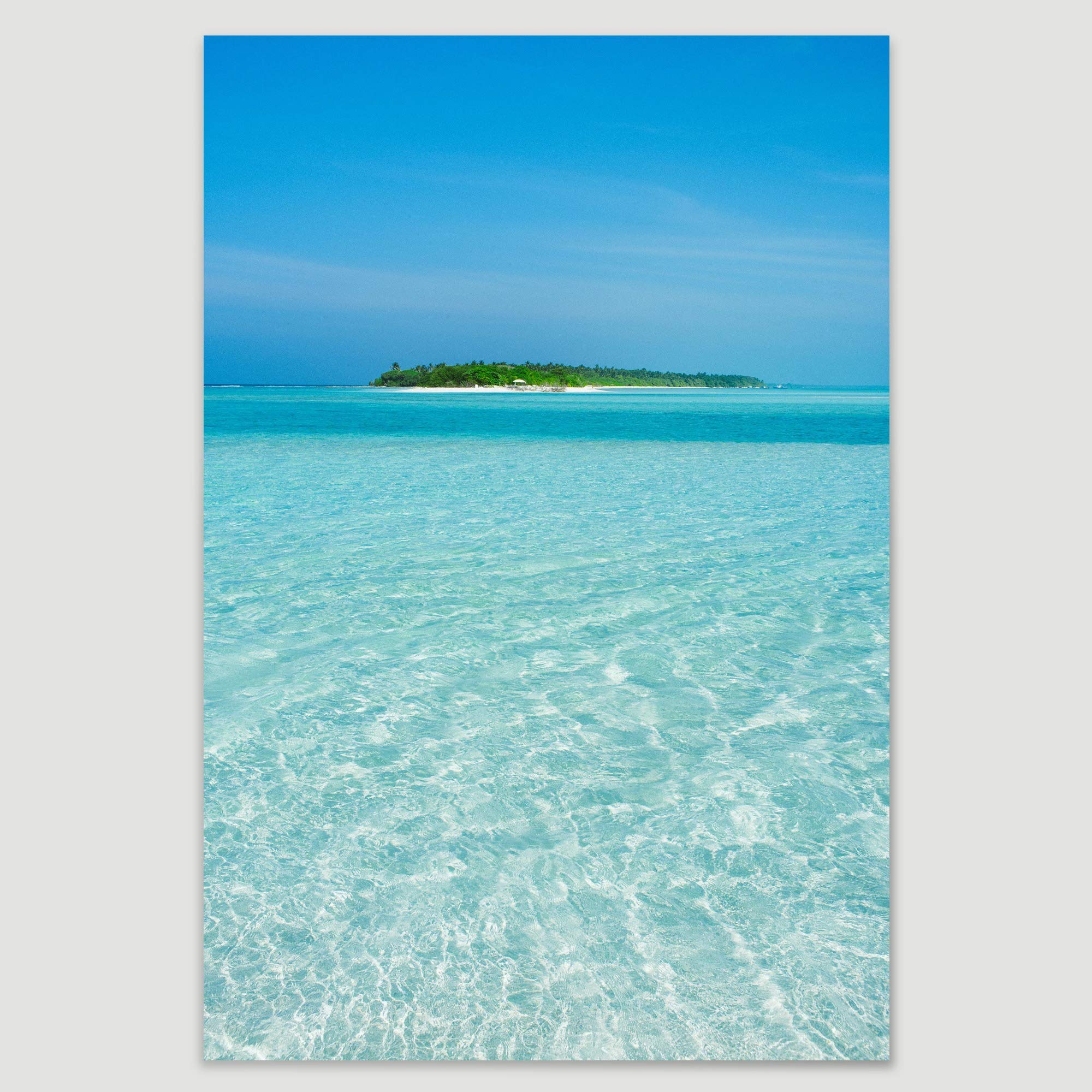 Lone Island Beach Canvas Wall Art - 32x48 Inch Coastal Photography Print, Blue Ocean Landscape for Living Room & Bedroom Decor | Relaxing Beach Scene for Home & Office