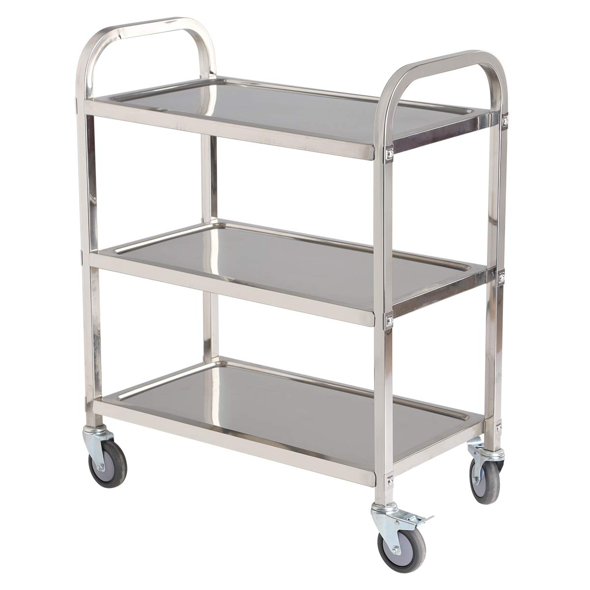 3-Tier Stainless Steel Utility Cart with 360° Wheels (2 Locking) - 29.5