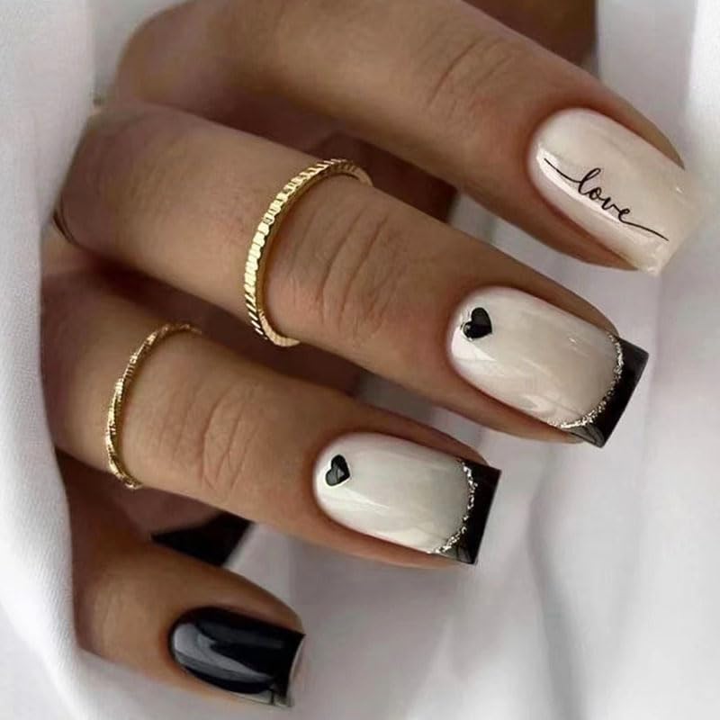 French Black with Simple Heart A01