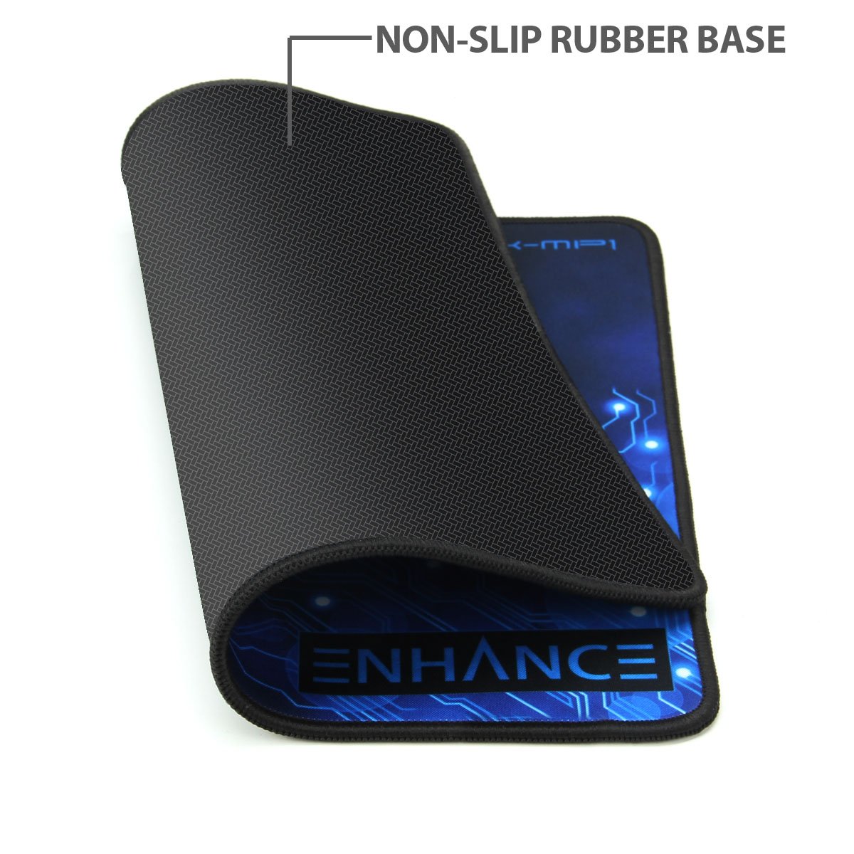 ENHANCE Small Gaming Mouse Pad 12.6x10.6 Inches - Non-Slip Rubber Base Mouse Mat with Anti-Fray Stitching & Smooth Cloth Surface for Precise Tracking - Professional Esports Mousepad for PC, Laptop, Office & Gaming (Blue)