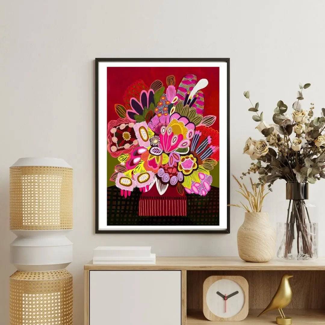 Botanica Stupenda Modern Art Print - Vibrant Botanical Wall Decor for Living Room, Bedroom & Office | Perfect Home & Office Decoration