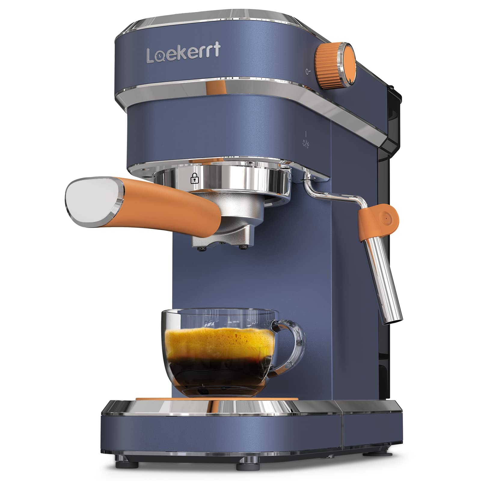 Laekerrt 20 Bar Espresso Coffee Machine with Milk Frother - Compact Stainless Steel Home Coffee Maker for Latte, Cappuccino & Espresso - Perfect for Small Kitchens & Office Use (Blue)