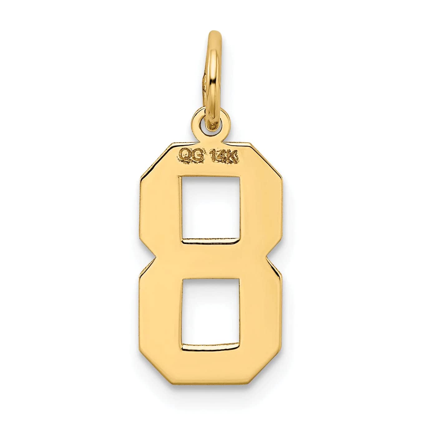 14K Yellow Gold Satin Brush Finish Number 8 Charm Pendant - Medium Size for Jewelry Making, Gift Giving & Everyday Wear