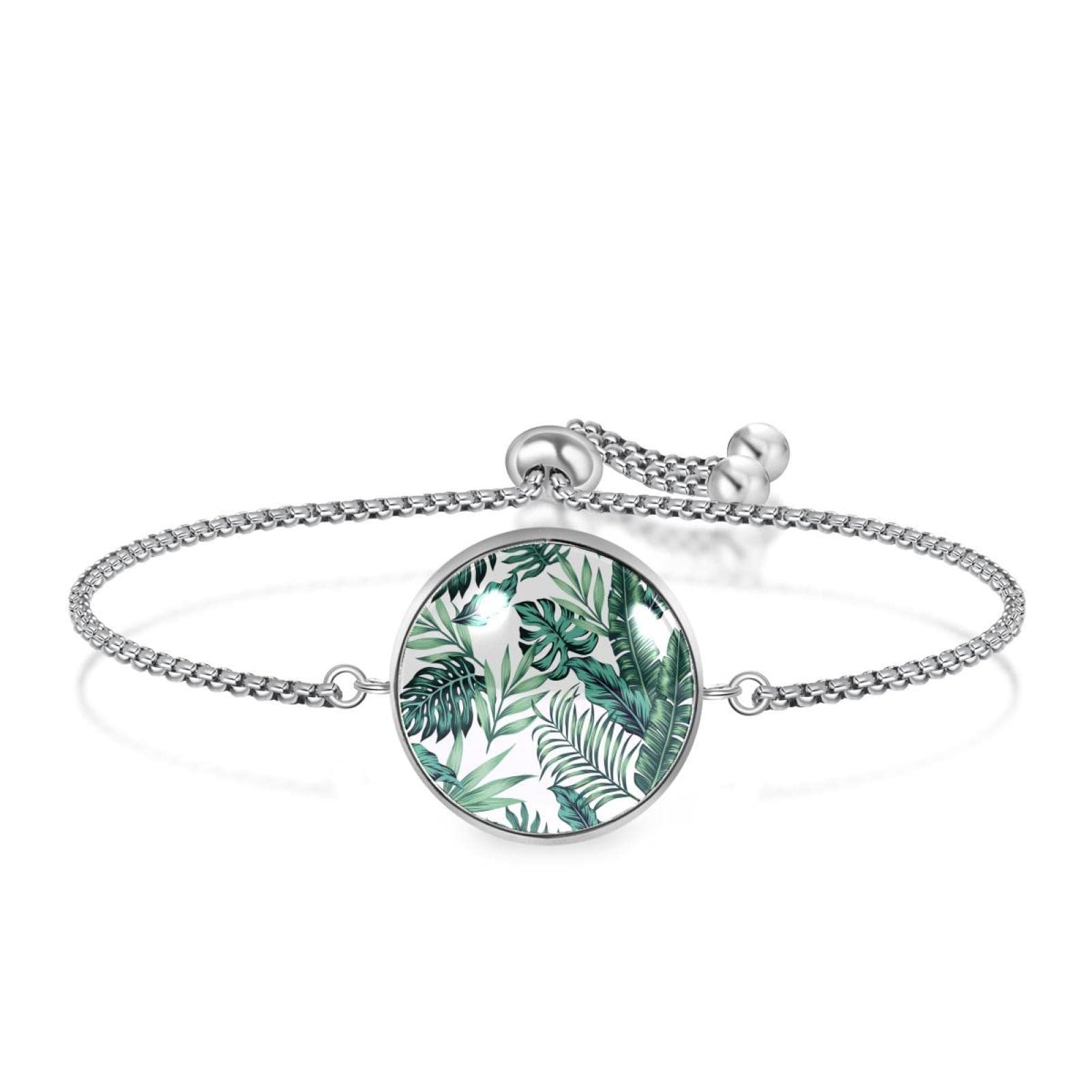 Adjustable Chain Bracelet for Women - Fashion Jewelry with Tropical Palm Leaves Design - Perfect Birthday, Christmas & Friendship Gifts - Ideal for Beach Vacations, Summer Parties & Everyday Wear