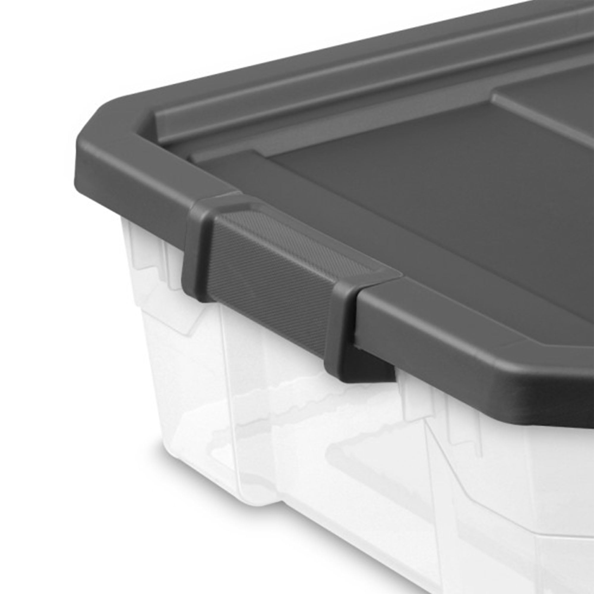 Sterilite 12-Pack 40 Quart Clear Plastic Storage Bins with Latching Lids - Modular Stackable Organizer Boxes for Home, Office & Garage Organization
