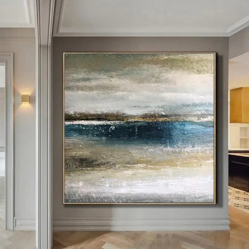 Ocean And Sky Painting #OS 006 - Handmade Canvas Wall Art for Home Decor, Office & Living Room - Coastal Landscape Artwork for Beach House & Modern Interior Design