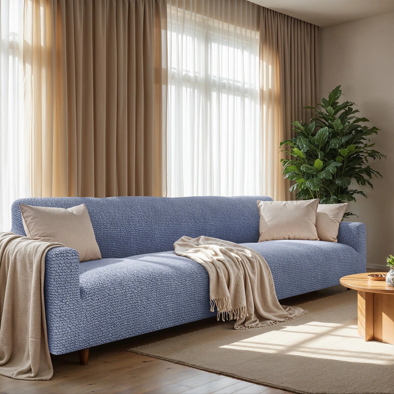 4-Seater Sofa Slipcover - Soft Microfiber Fabric, Stretchable & Washable - Perfect for Living Room, Family Room & Home Decor