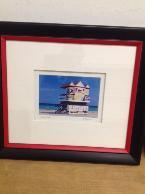 14x16 Signed South Beach Lifeguard Stand - Authentic Collectible for Beach Decor, Coastal Home, or Gift Idea