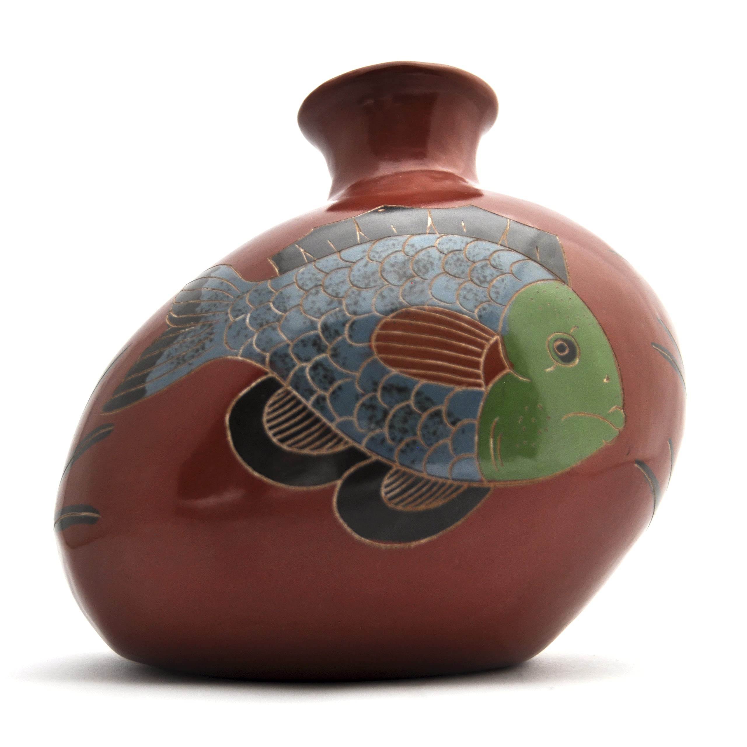 Ceramic Vase for Home Decor - Blue and Green Oval Centerpiece for Living Room, Kitchen, Office | Perfect for Tabletop, Shelf Display & Wedding Centerpieces
