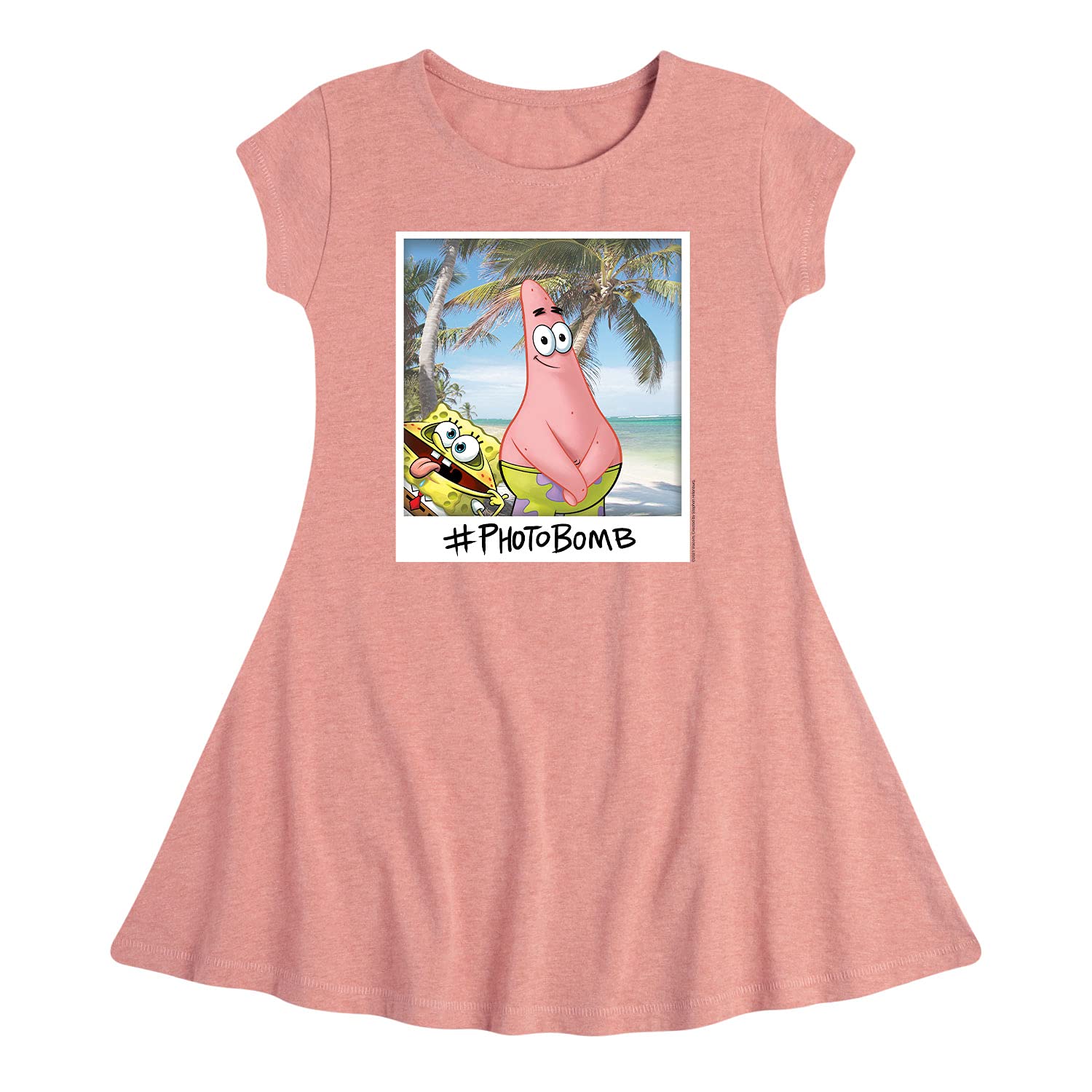 Spongebob Squarepants Hashtag Photobomb Fit & Flare Dress for Toddler & Youth Girls | Hybrid Apparel | Perfect for Birthday Parties, Cosplay & Cartoon-Themed Events