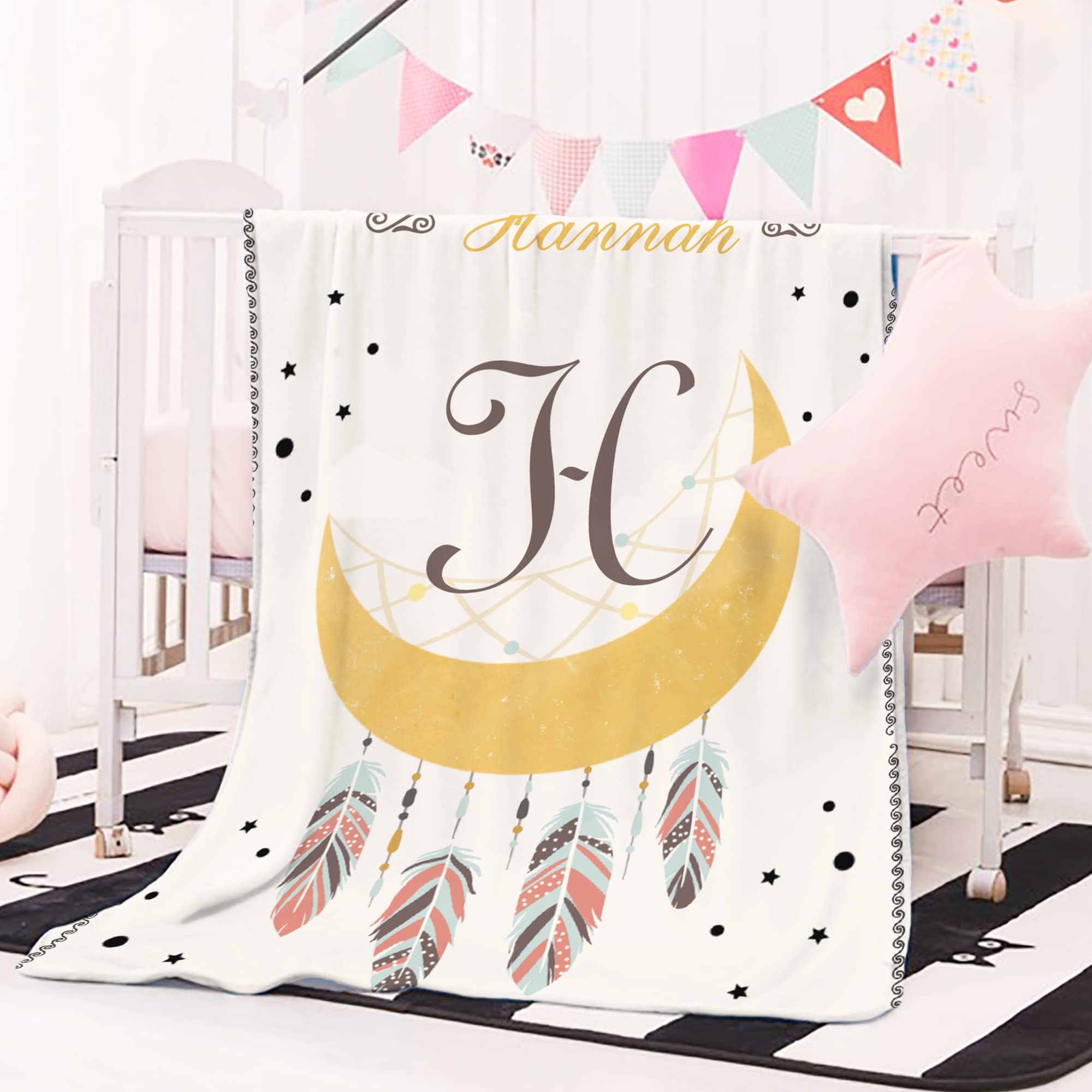 Personalized Baby Blankets for Boys & Girls with Name - Ultra Soft Newborn Blanket | Custom Embroidered Baby Name Blanket | Kids Throw Blanket for Nursery, Stroller & Photo Shoots | Perfect Baby Shower Gift
