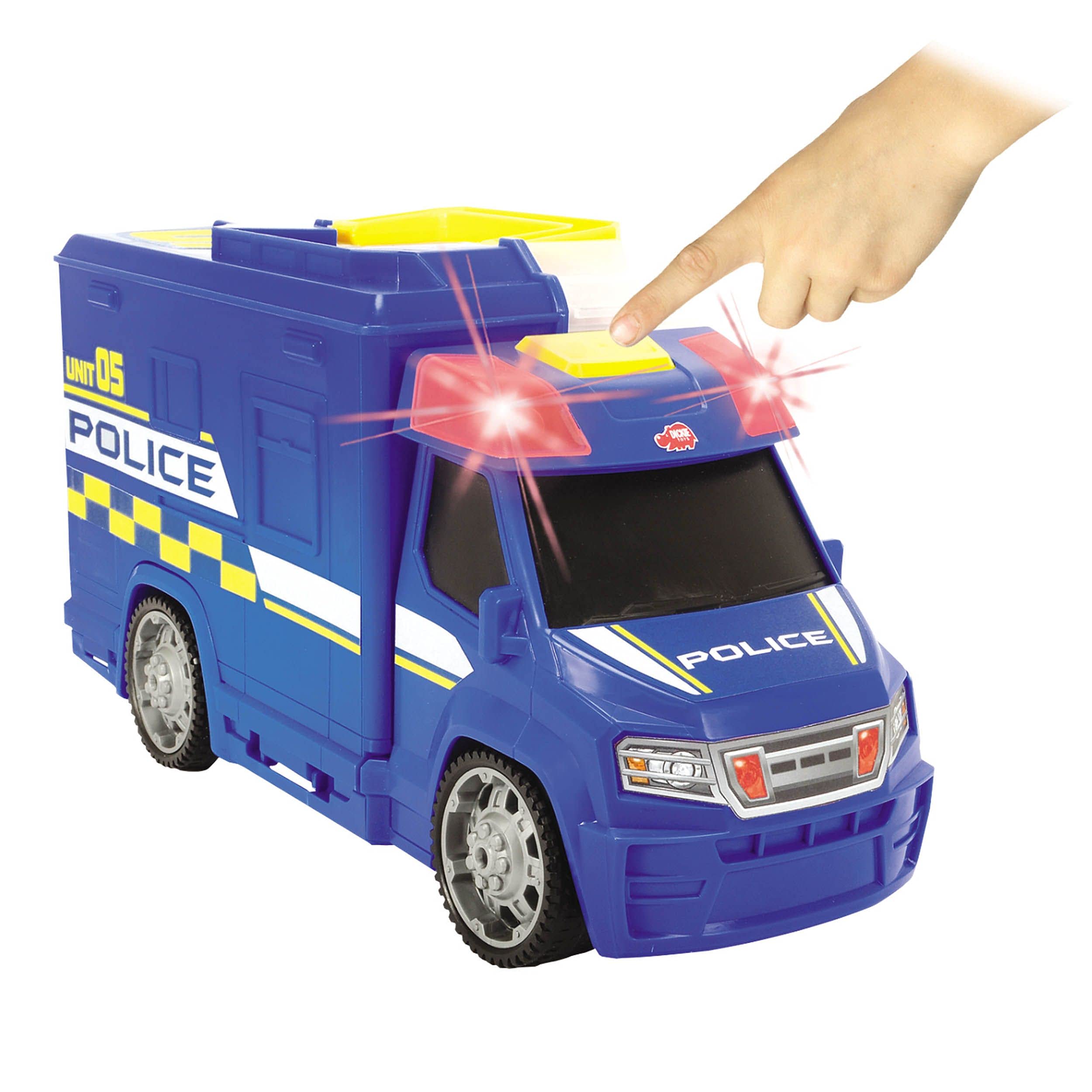 DICKIE TOYS Push and Play SOS Rescue Police Patrol Car - Interactive Toy Vehicle with Lights & Sounds for Kids - Perfect for Pretend Play & Emergency Rescue Role Play Scenarios