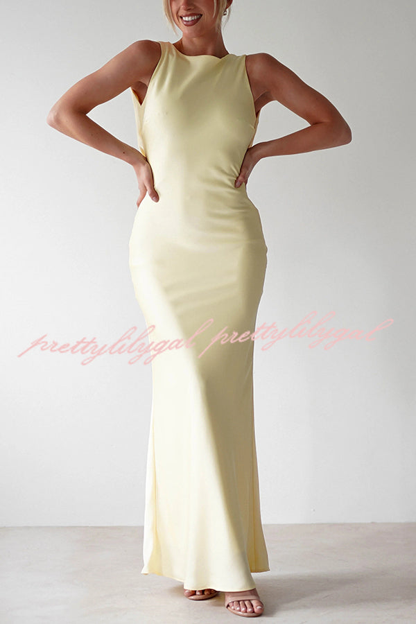 Elegant Solid Color Backless Lace-Up Slim Maxi Dress for Women - Perfect for Evening Parties, Weddings & Date Nights