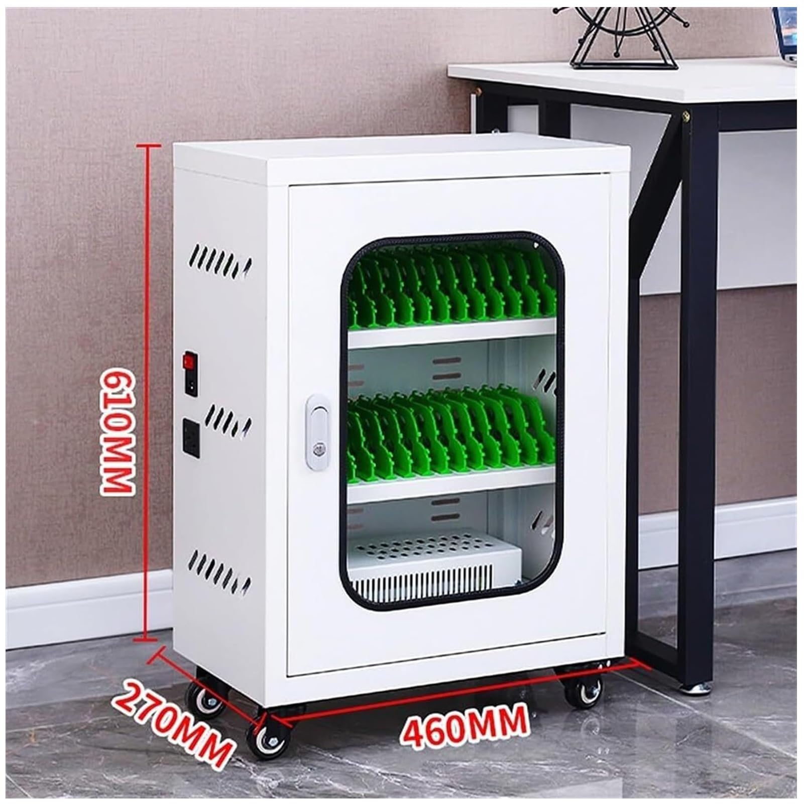 Portable Charging Station for Phones - 30-Slot Mobile Device Storage Cabinet with 4 Universal Wheels & Secure Locking | Ideal for Retail Stores, Offices, and Public Spaces