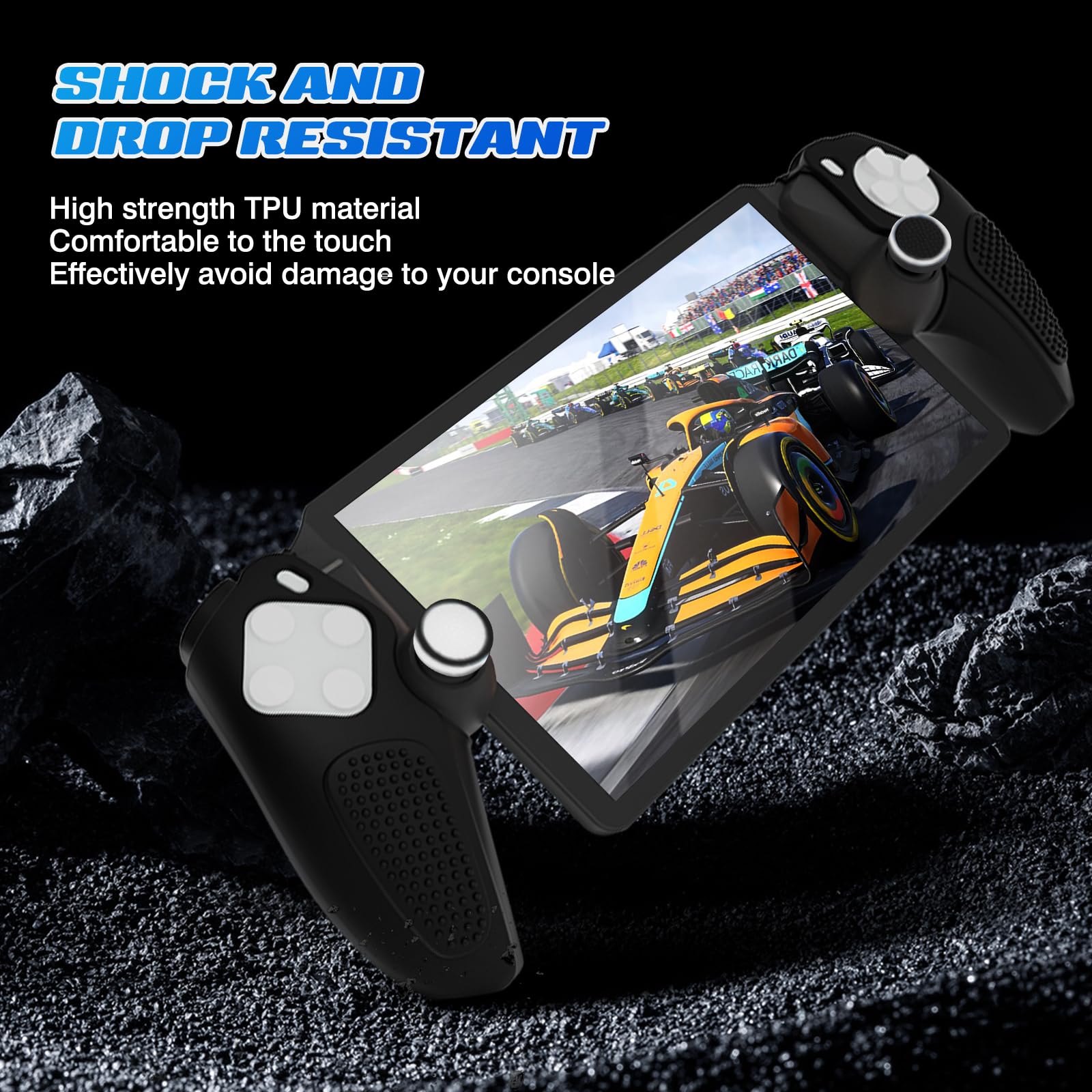 DLseego Silicone Protective Case Cover for PlayStation Portal Remote Player & PS5 Console - Soft Hand Grip Handle Shell Protector with 4PCS Thumb Grips Caps Accessories Kit (Black) | Perfect for Gaming Sessions, Travel Protection & Enhanced Grip Comfort
