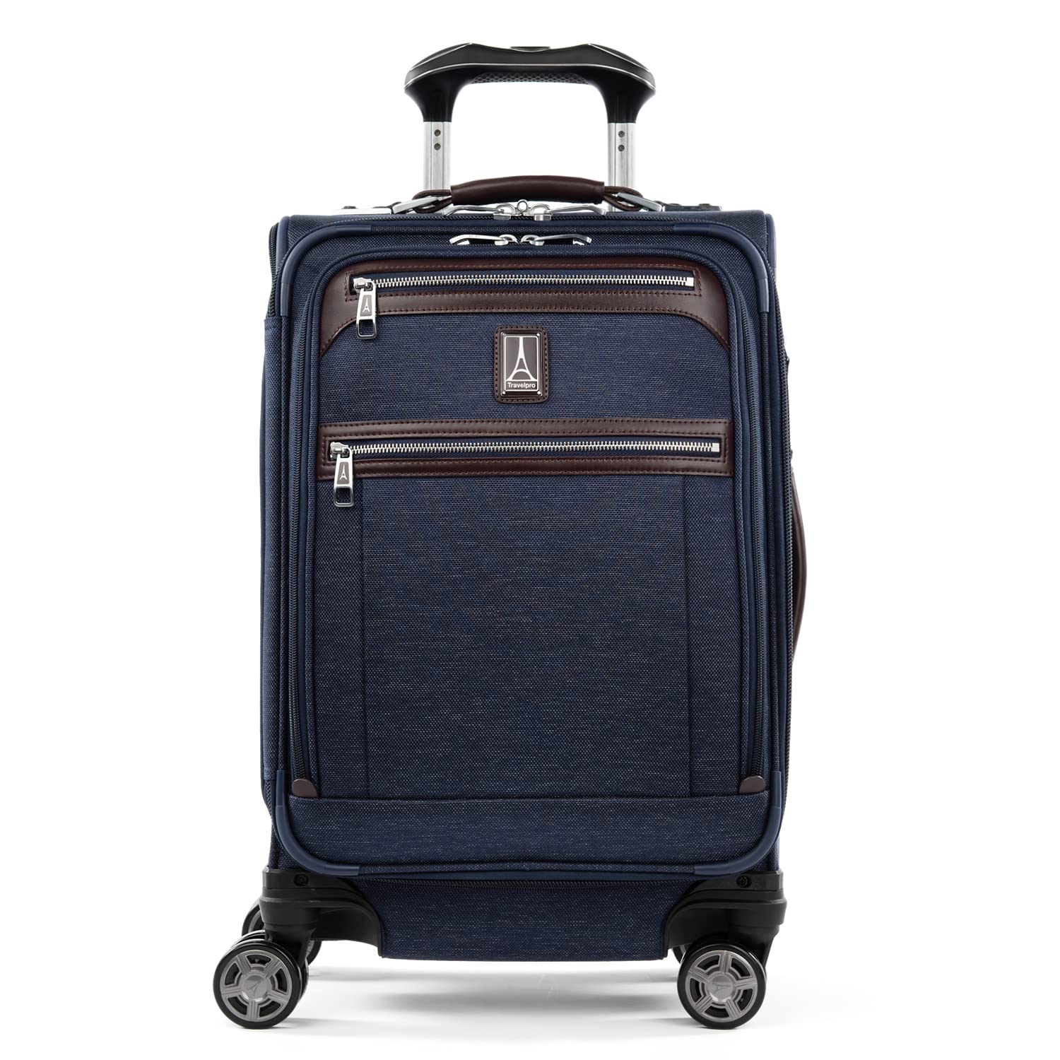 Travelpro Platinum Elite Expandable 20-Inch Carry-On Luggage with 8 Spinner Wheels, USB Port & Laptop/Tablet Sleeves - Navy Blue Suitcase for Men & Women | Perfect for Business Trips & Weekend Getaways
