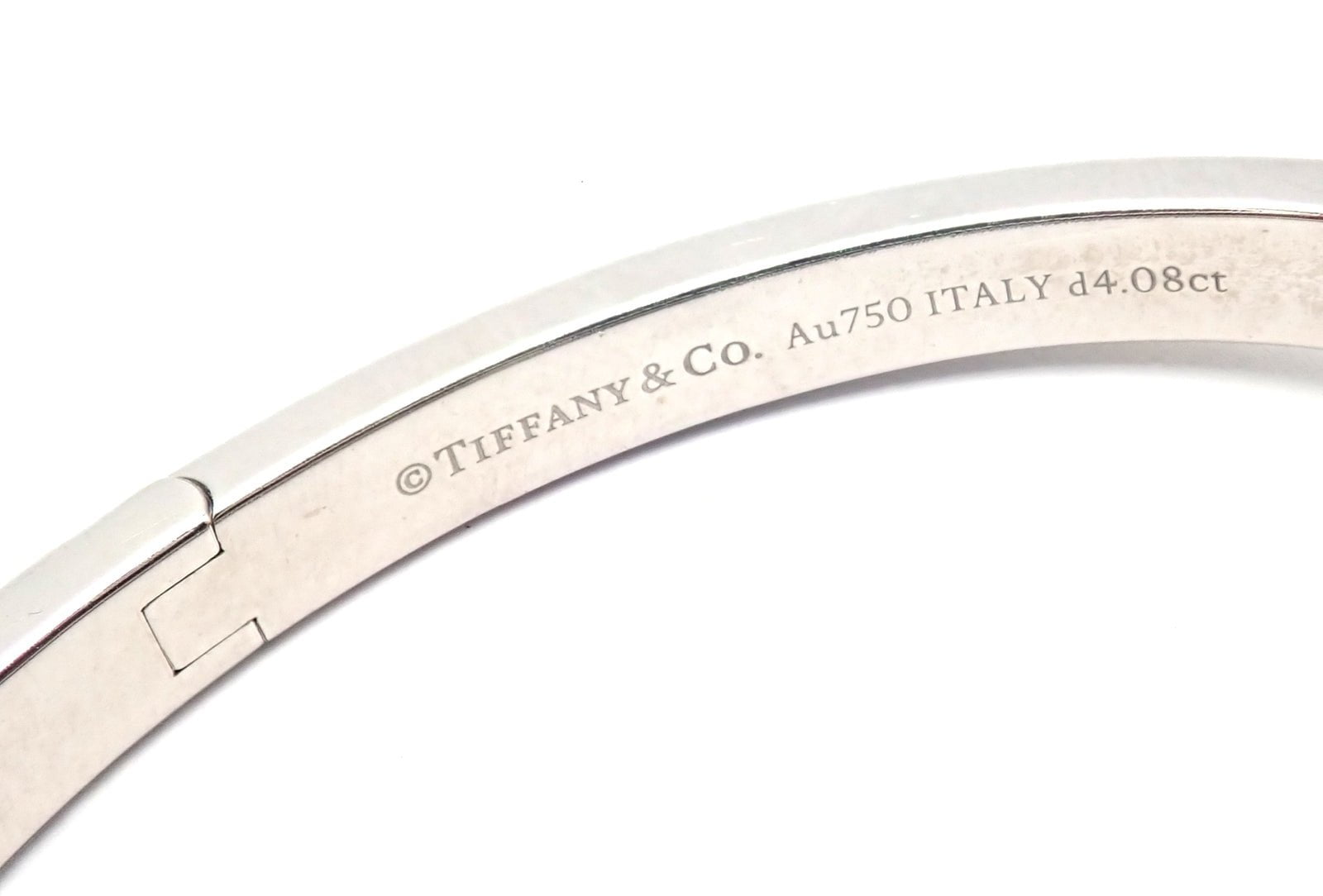 Authentic Tiffany & Co 18k White Gold Diamond T1 Wide Hinged Bangle Bracelet - Luxury Jewelry for Women, Perfect for Weddings, Anniversaries & Special Occasions