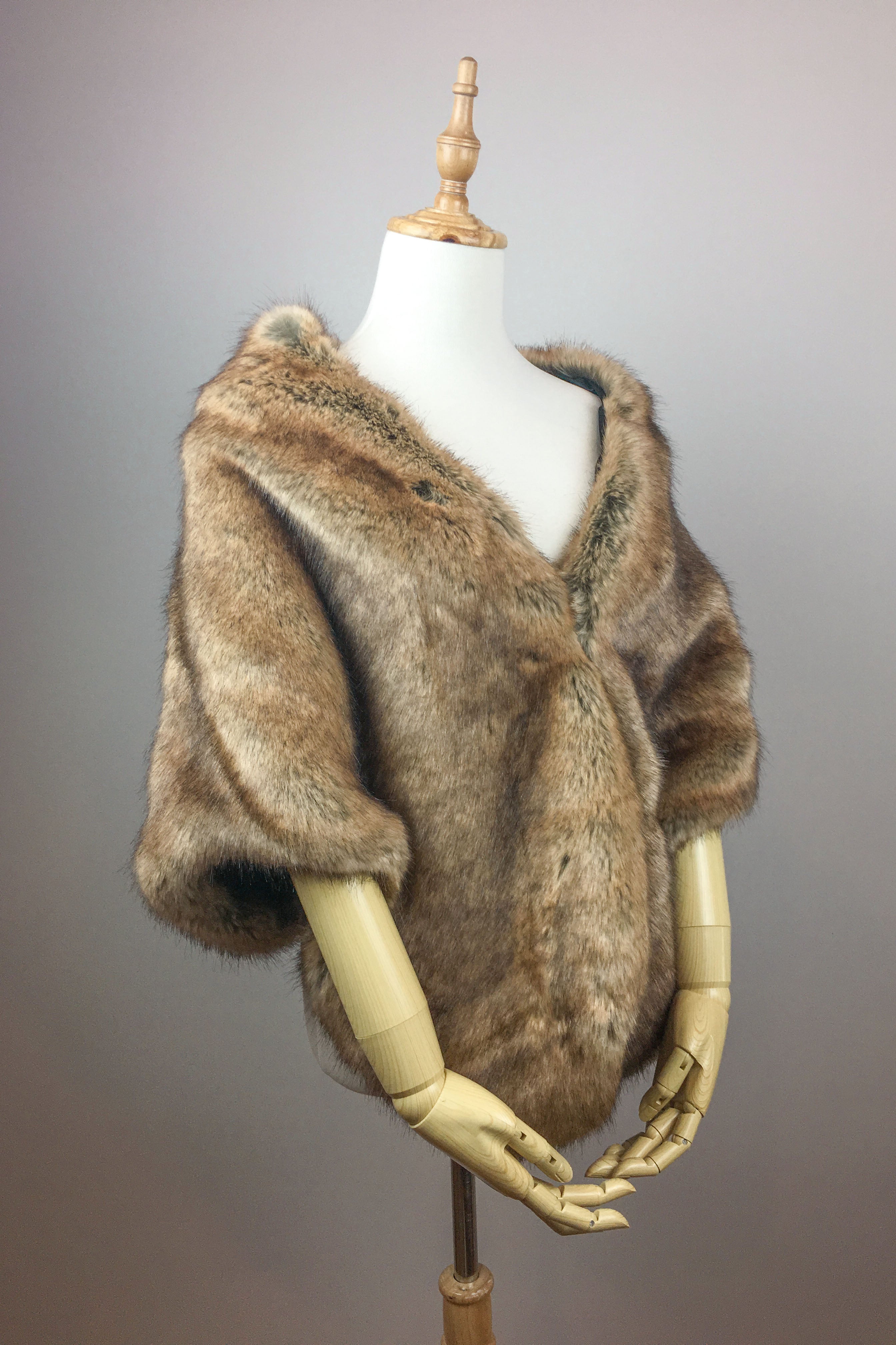 Brown Faux Fur Shawl Wrap - Soft Winter Scarf for Women (Butterfly Brw04) - Perfect for Cold Weather, Evening Parties & Holiday Outfits